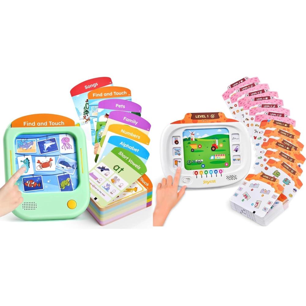 JoyCat Kids Learning Tablet: 160 Pages Flash Cards-Judgement, Matching, Ordering + Phonics Talking Flash Cards