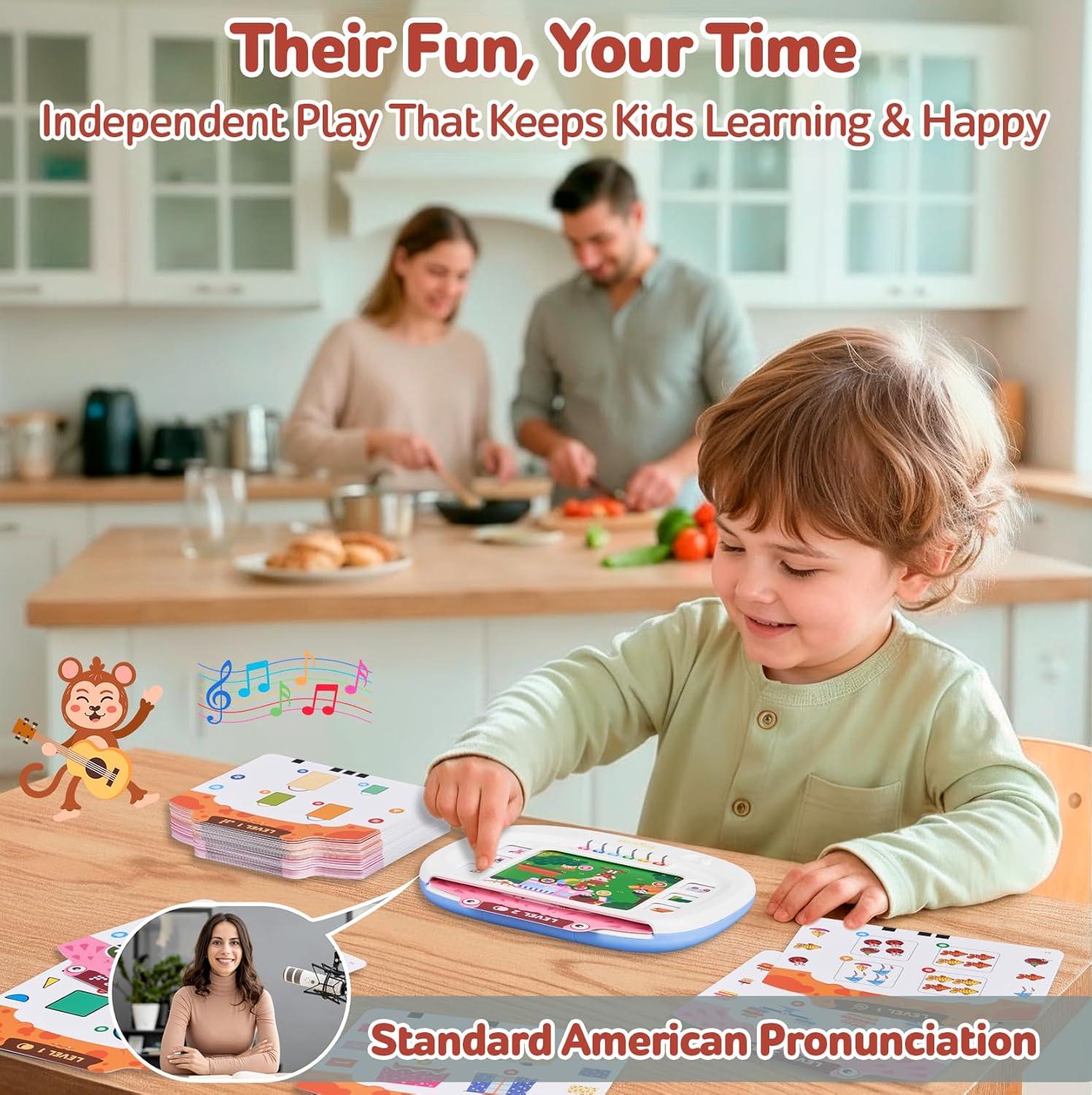 JoyCat Kids Learning Tablet: 160 Pages Flash Cards-Judgement, Matching, Ordering + Phonics Talking Flash Cards