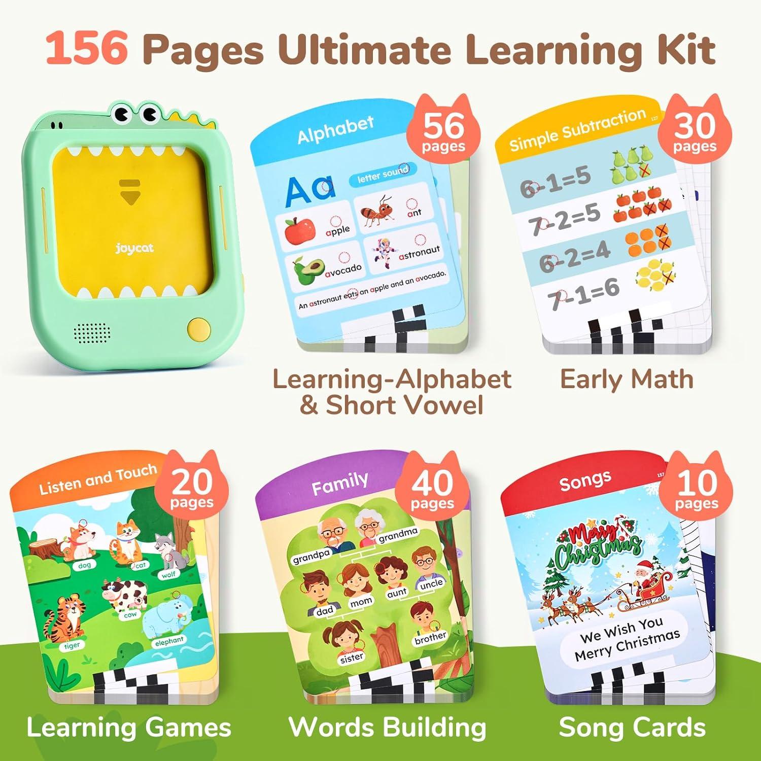 JoyCat Kids Learning Tablet: 160 Pages Flash Cards-Judgement, Matching, Ordering + Phonics Talking Flash Cards