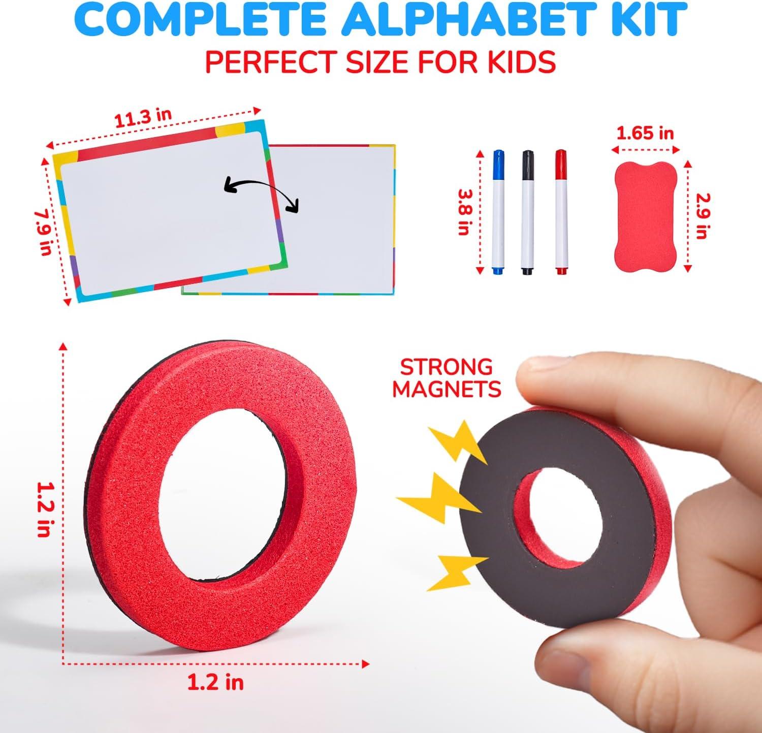 JoyCat Classroom Magnetic Letters Kit 234 Pcs with Double-Side Magnet Board – Foam Fridge Alphabet Letters for Kids Spelling and Learning, Homeschool Activity Pre-K Kid Learning Tool