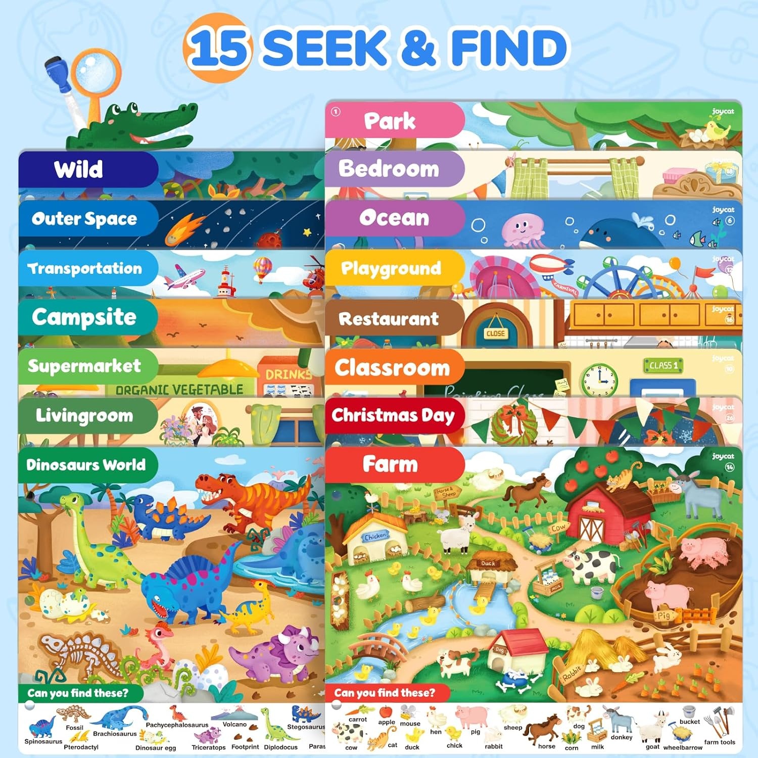 JoyCat Farm Animal Busy Book for Toddlers Busy Board for 1 2 3 4 Year Old Boy Girl Birthday Gift+Seek & Find Game Books