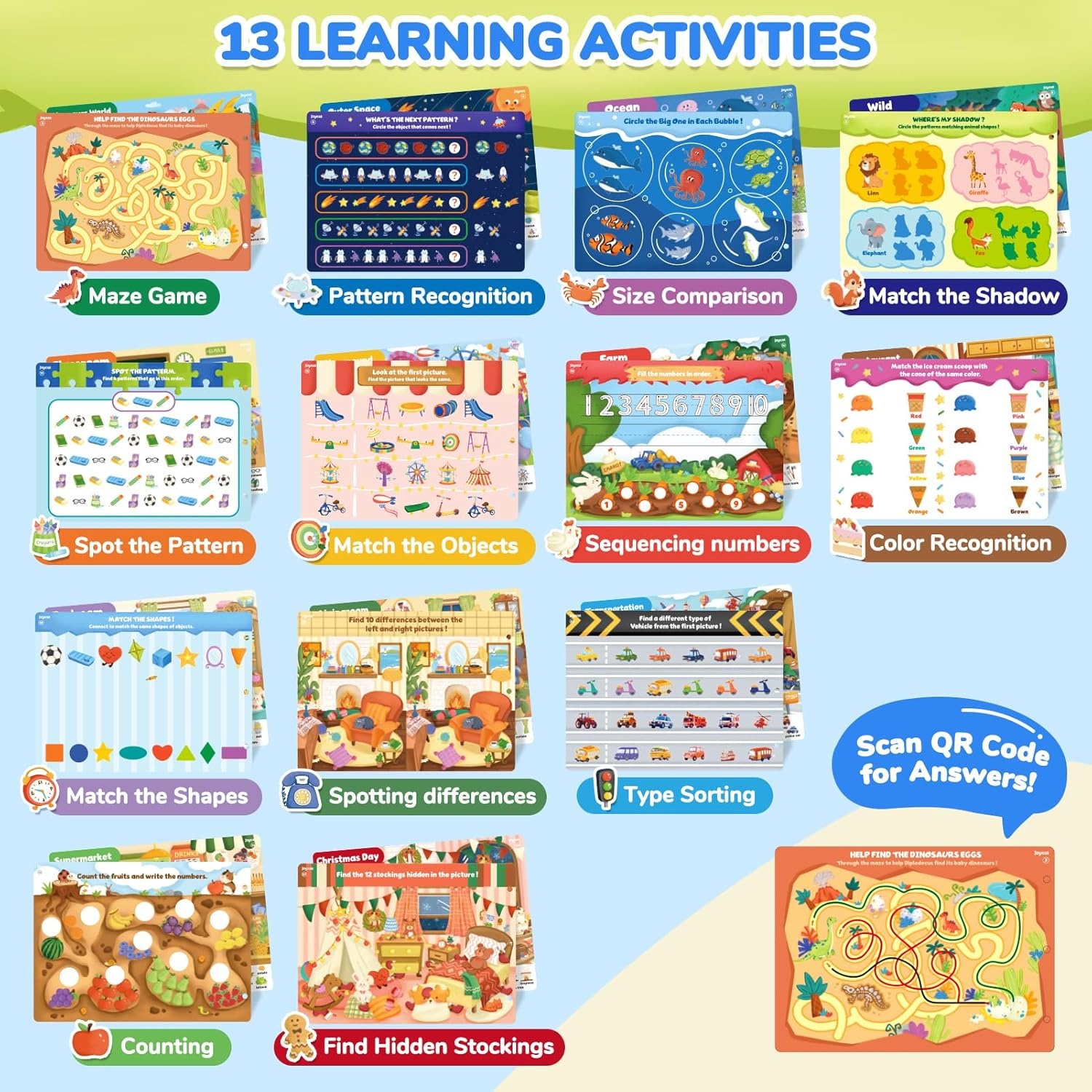 JoyCat Farm Animal Busy Book for Toddlers Busy Board for 1 2 3 4 Year Old Boy Girl Birthday Gift+Seek & Find Game Books