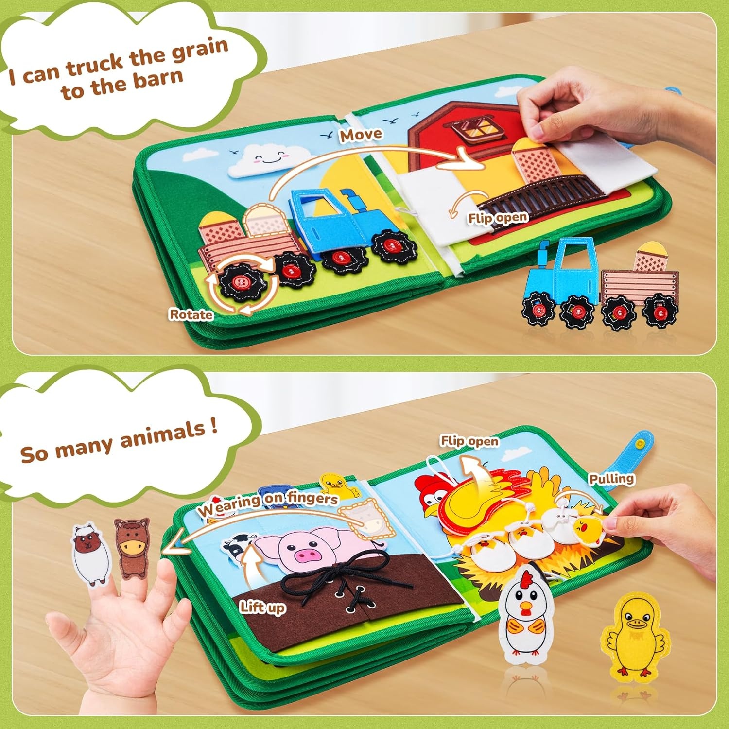JoyCat Farm Animal Busy Book for Toddlers Busy Board for 1 2 3 4 Year Old Boy Girl Birthday Gift+Seek & Find Game Books