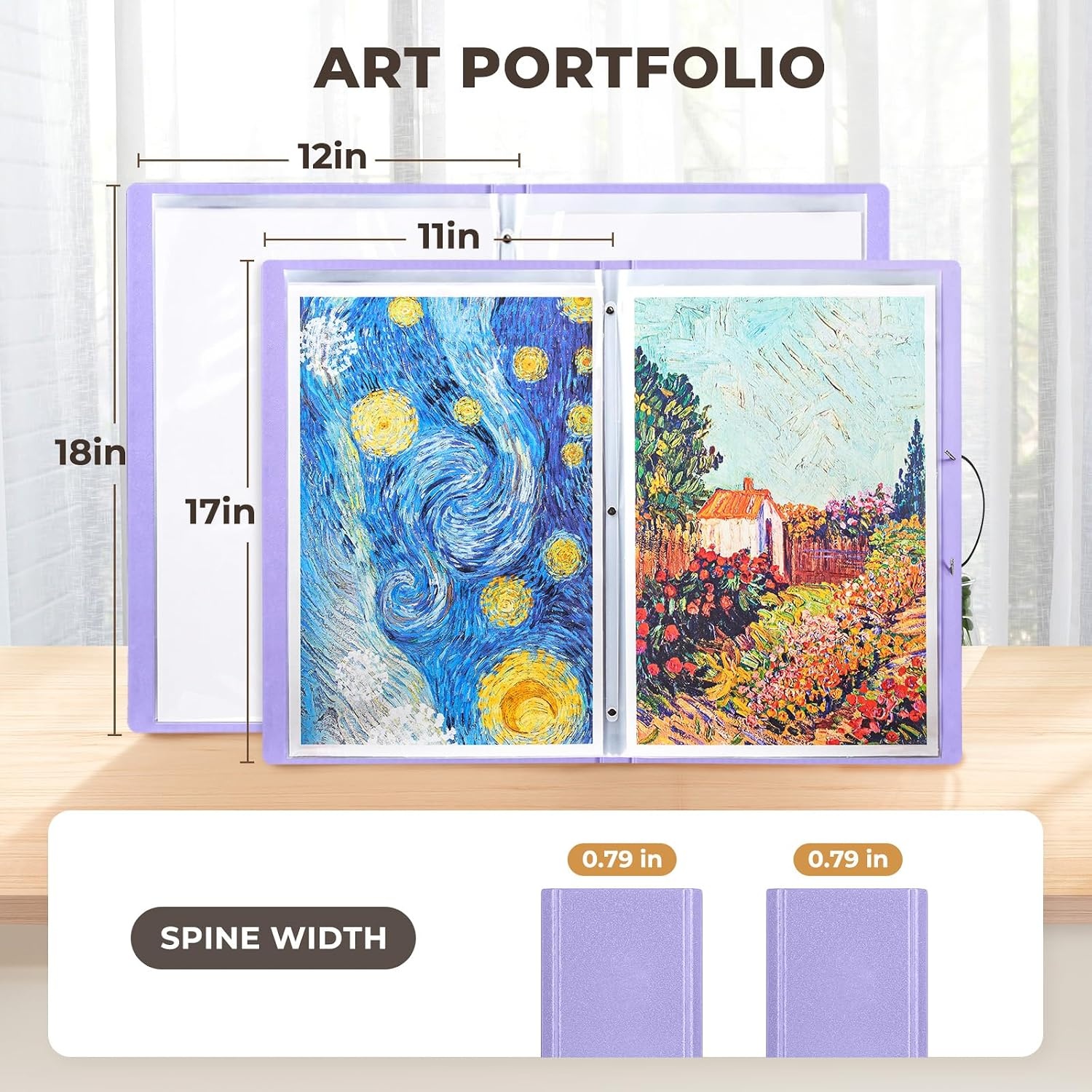JoyCat Art Portfolio Binder Black +Purple Fits 11″x17″,40 Pockets Art Folder with Clear View Pages, 80 Sheets Presentation Binder