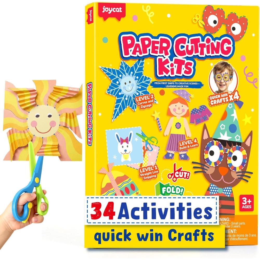 Toddler Scissor Skills Activity Book, 4 Progressive Levels to Learn Cutting for Kids Ages 3-6, 27 Fun Crafts with Child-Safe Scissors, Develop Fine Motor Skills, Ideal Christmas Gift & Arts and Crafts(Festive Magic)