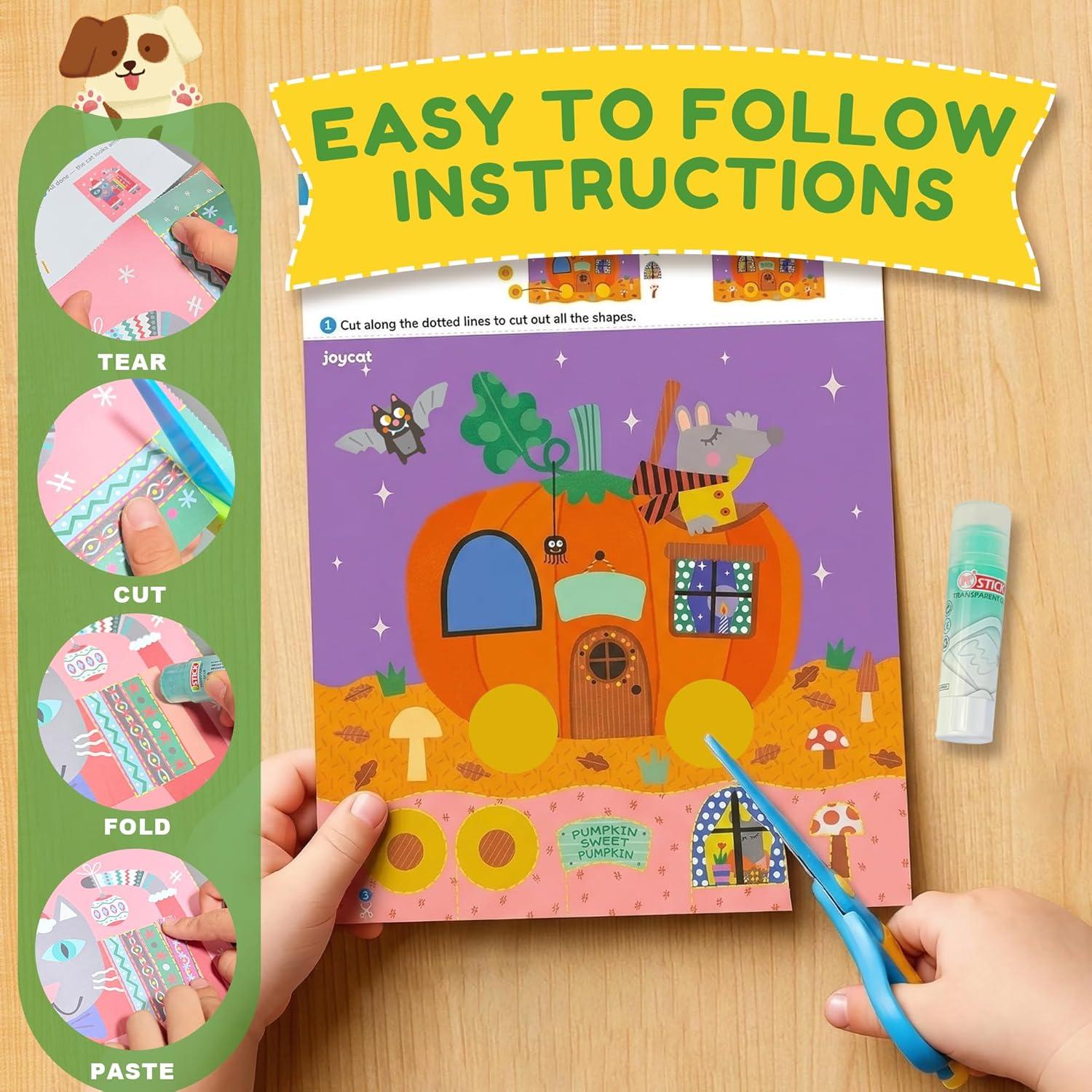 Toddler Scissor Skills Activity Book, 4 Progressive Levels to Learn Cutting for Kids Ages 3-6, 27 Fun Crafts with Child-Safe Scissors, Develop Fine Motor Skills, Ideal Christmas Gift & Arts and Crafts(Festive Magic)
