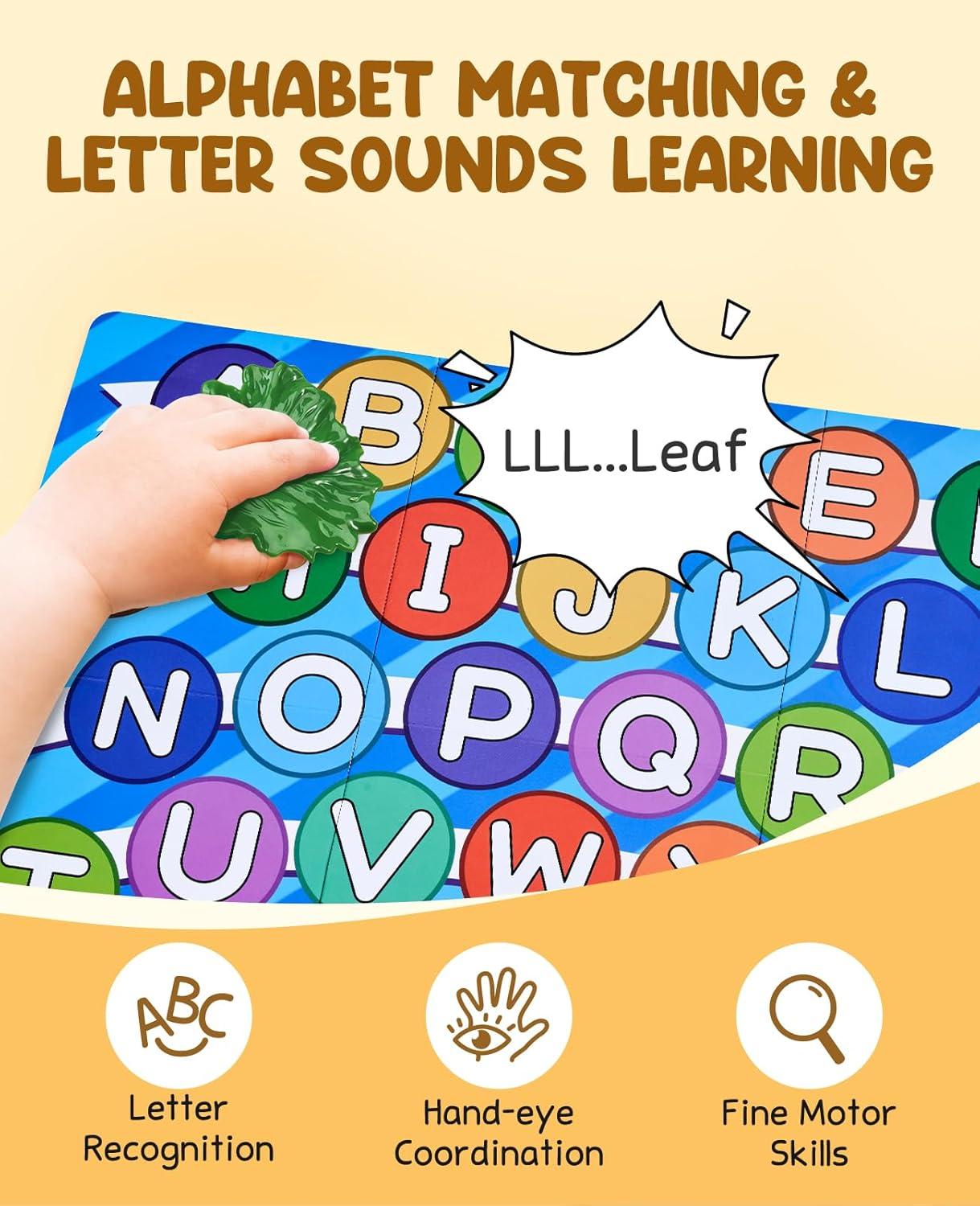 JoyCat Alphabet Mystery Box Soft Mystery Box with 10 Sensory Objects – My First Baby Box for 0-6 Months, Rattle, Crinkle Paper, Mirror – Busy Montessori Toys for Babies 6-12 Months – What’s Ins