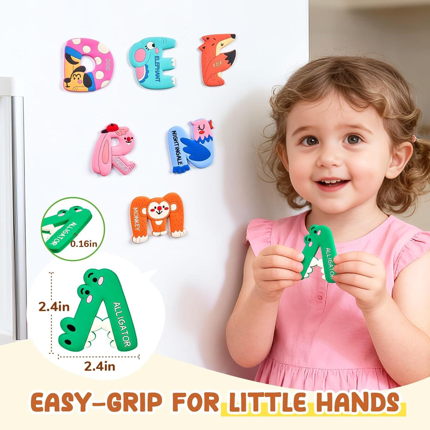 JoyCat Preschool Learning Activities 48 Reusable Pages, Handwriting Practice for Kids Toddlers + 26 Large Soft PVC Uppercase Alphabet ABC Refrigerator Magnets