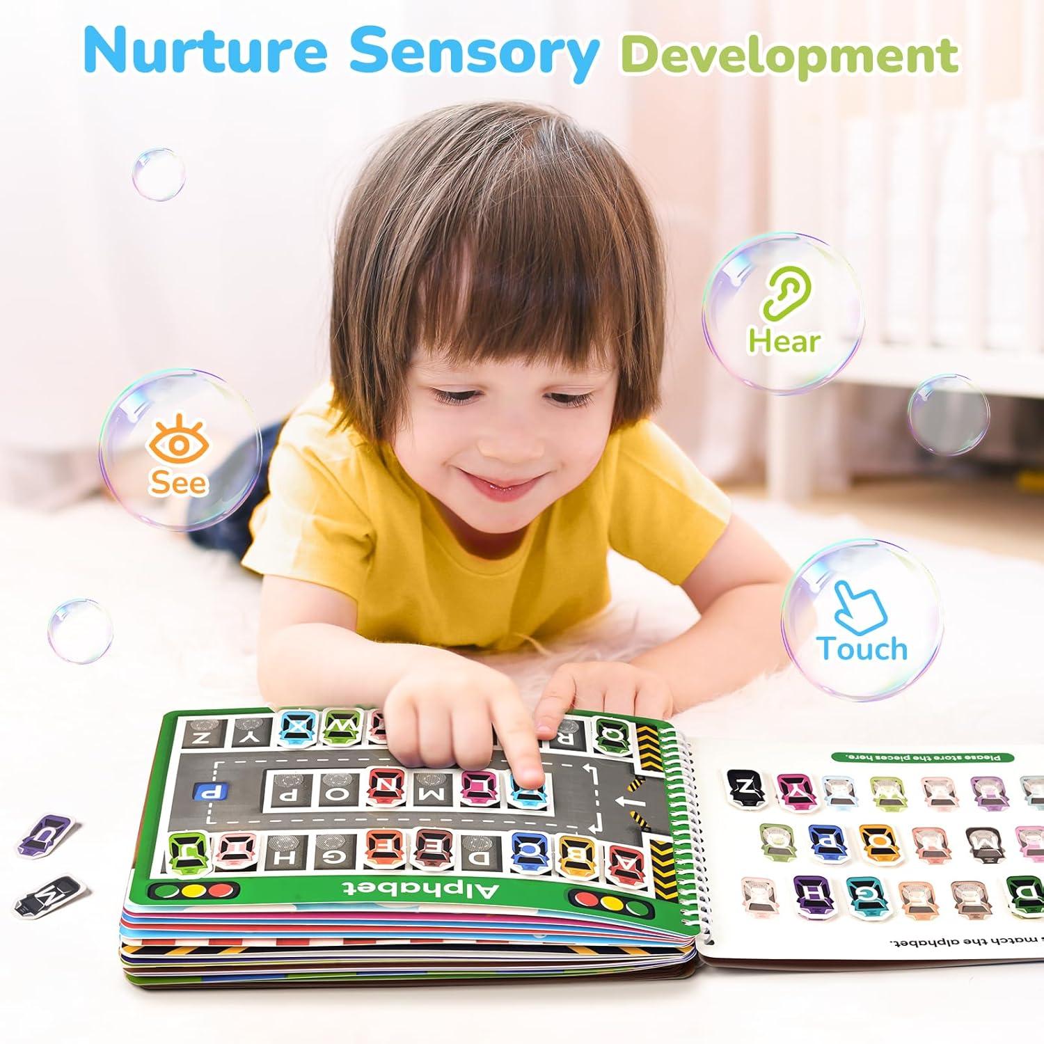 JoyCat Preschool Busy Book for Toddlers 3-5, Dual-Language Learning Activities, Educational Sensory Toys, Autism Learning Materials for Boys & Girls (English Version, No Assembly Required)
