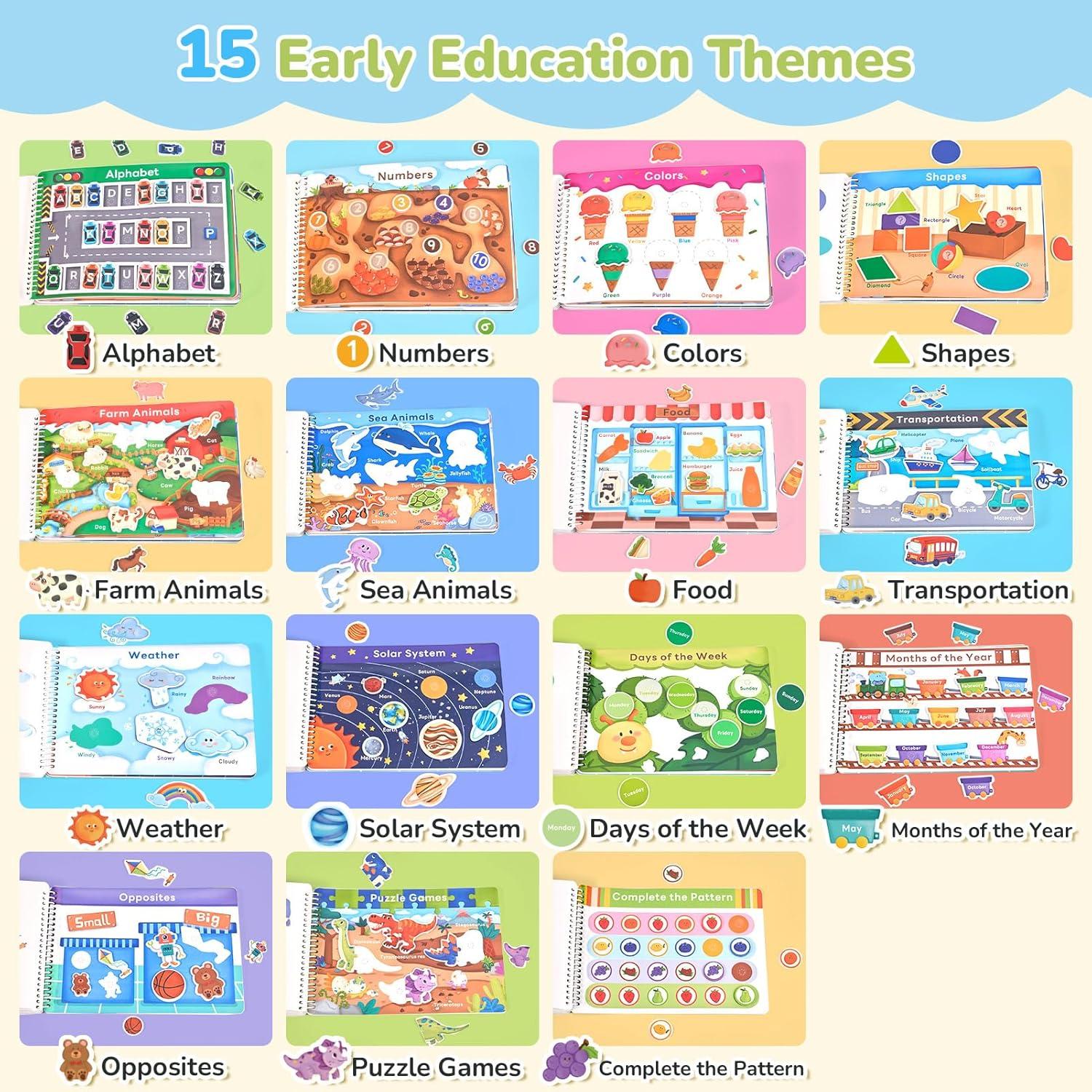 JoyCat Preschool Busy Book for Toddlers 3-5, Dual-Language Learning Activities, Educational Sensory Toys, Autism Learning Materials for Boys & Girls (English Version, No Assembly Required)