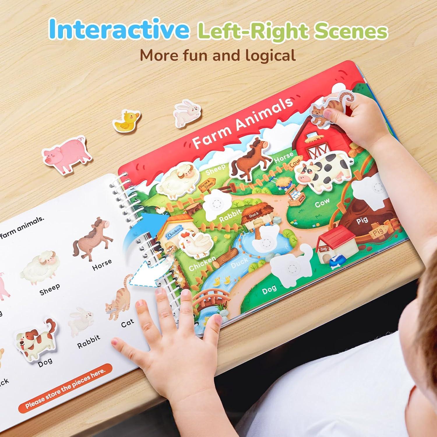 JoyCat Preschool Busy Book for Toddlers 3-5, Dual-Language Learning Activities, Educational Sensory Toys, Autism Learning Materials for Boys & Girls (English Version, No Assembly Required)