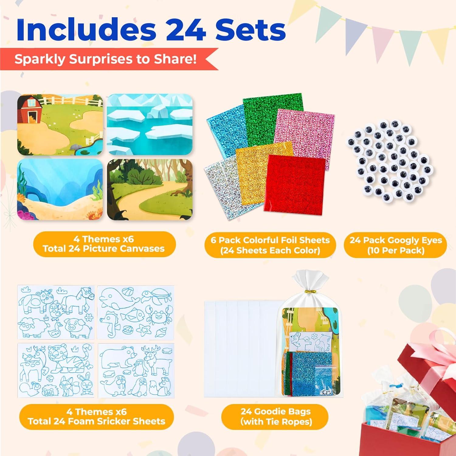 JoyCat 24 Pack Unicorn Poke Art +24P Foil Craft Party Favors -Sticker Craft Kits for Kid, Mess-Free Art and Craft for Kids Ages 4 5 6 7 8 9,Classroom Prizes & Goodie Bag Easter Basket Stuffer