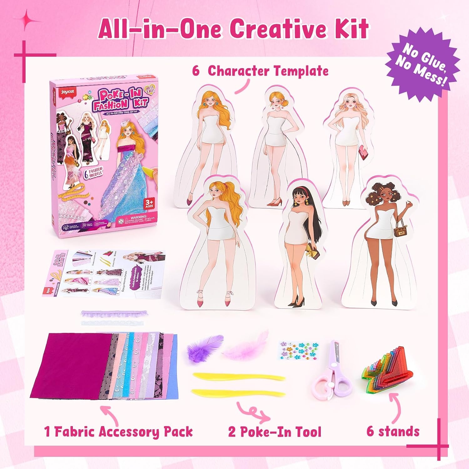 Poke-in Wind Chime Craft Kit for Kids, 3D Magical Fantasy DIY Set with Audible Wind Chime Pieces, 6 EVA Magical Figures, Mess-Free Creative Activity, Arts and Crafts & Birthday Gift for kids Age 3+(Dress Up Fashion Kit)