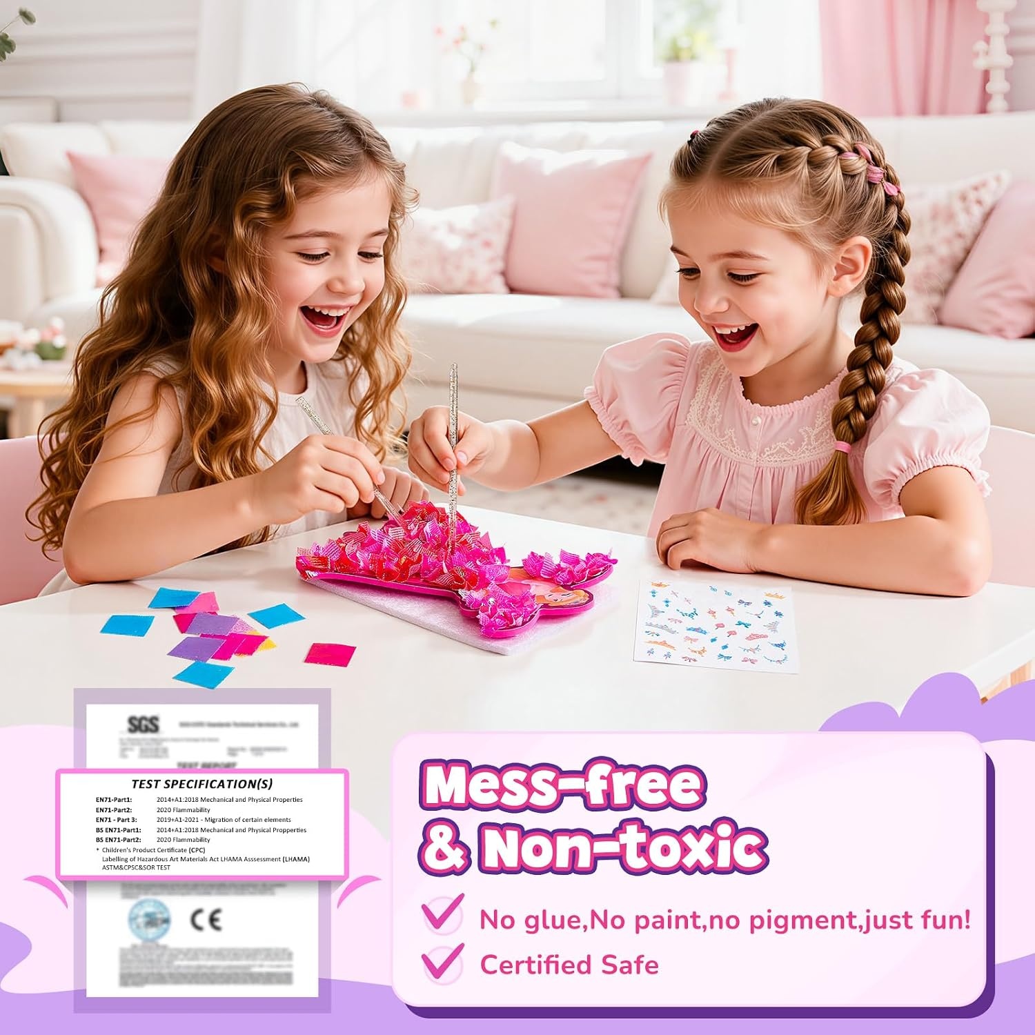Poke-in Wind Chime Craft Kit for Kids, 3D Magical Fantasy DIY Set with Audible Wind Chime Pieces, 6 EVA Magical Figures, Mess-Free Creative Activity, Arts and Crafts & Birthday Gift for kids Age 3+(Fairy Tale Princess Kit)