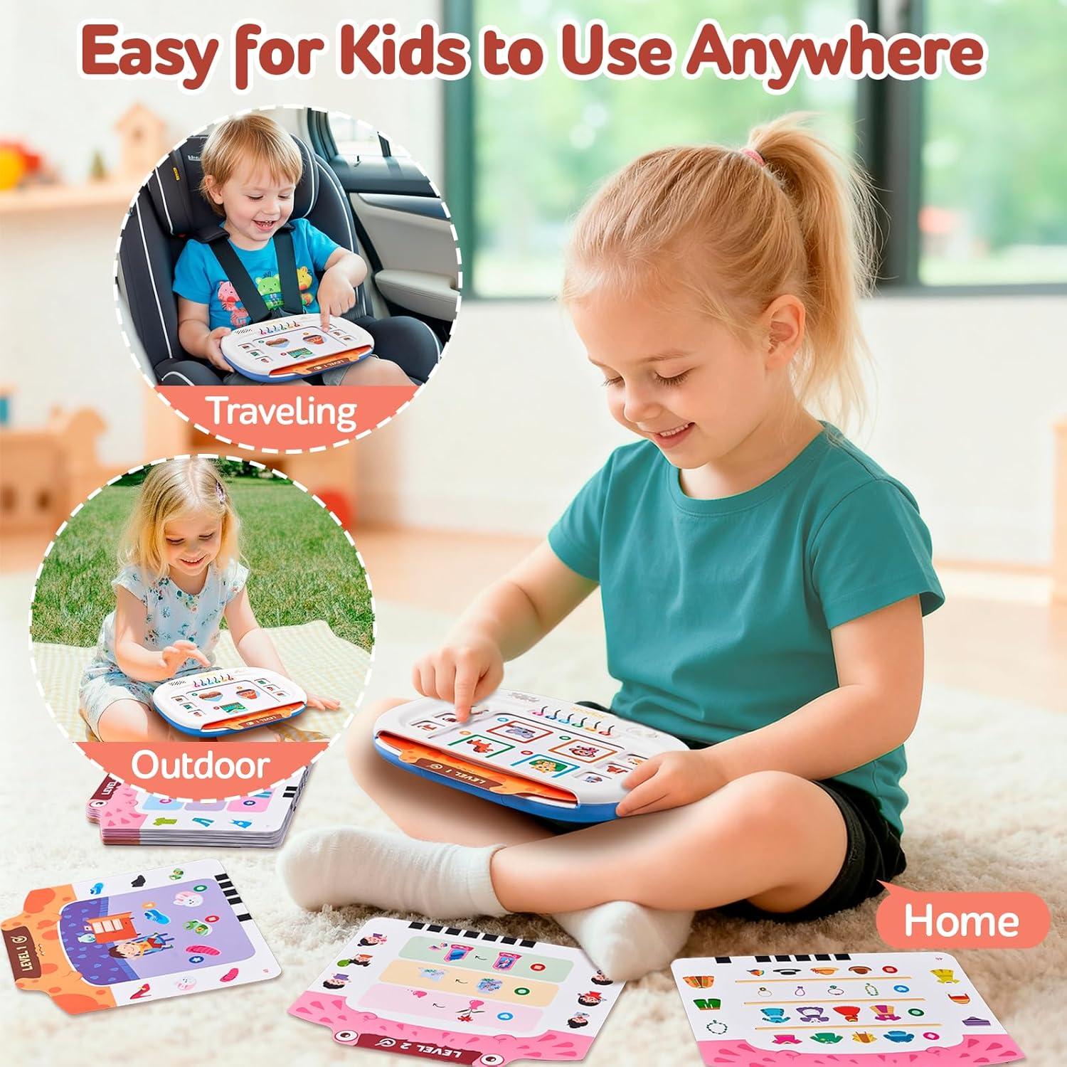 JoyCat Double-Sided Magnetic Number Tracing Board + Kids Learning Tablet:160 Pages Flash Cards-Judgement, Matching, Ordering