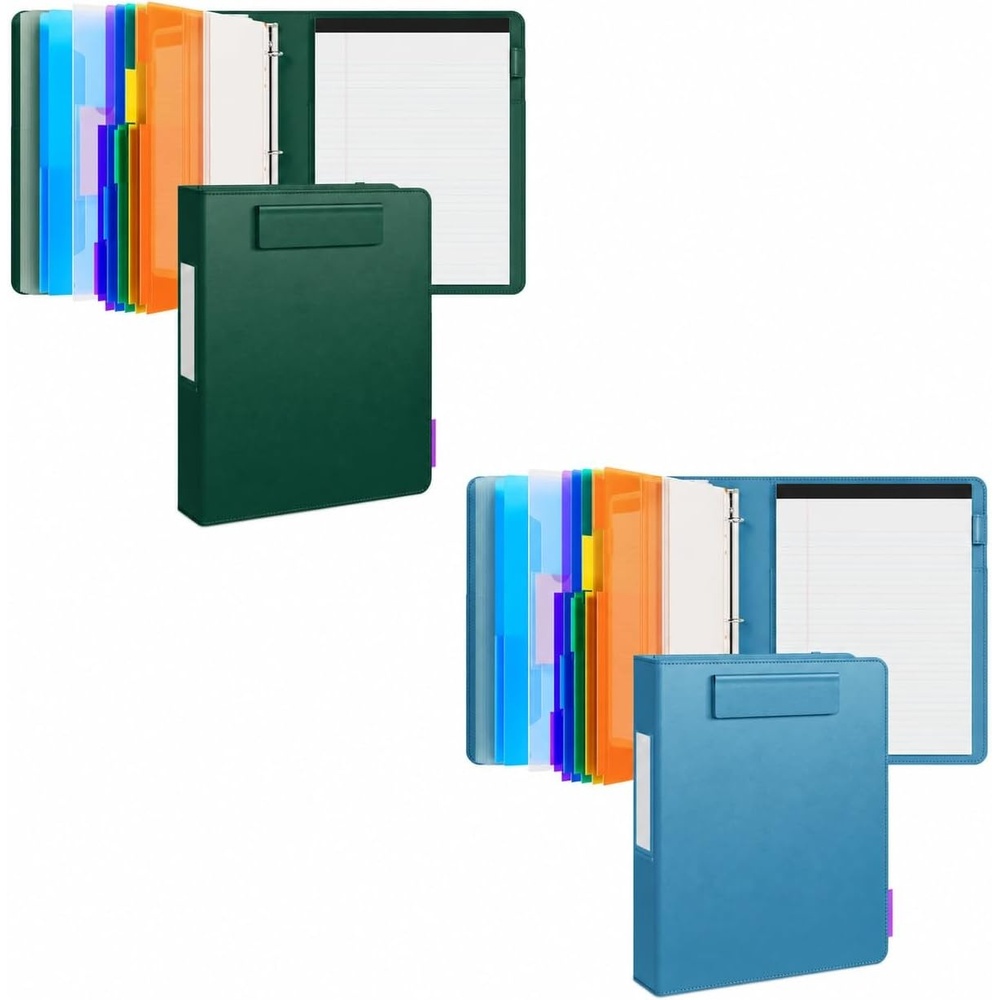 JoyCat 3 Ring Binder Dark Green+ Dark Blue Clipboard with Storage,12.4″x10.2″Magnetic Clipboard Folder with 5 Expandable Folders