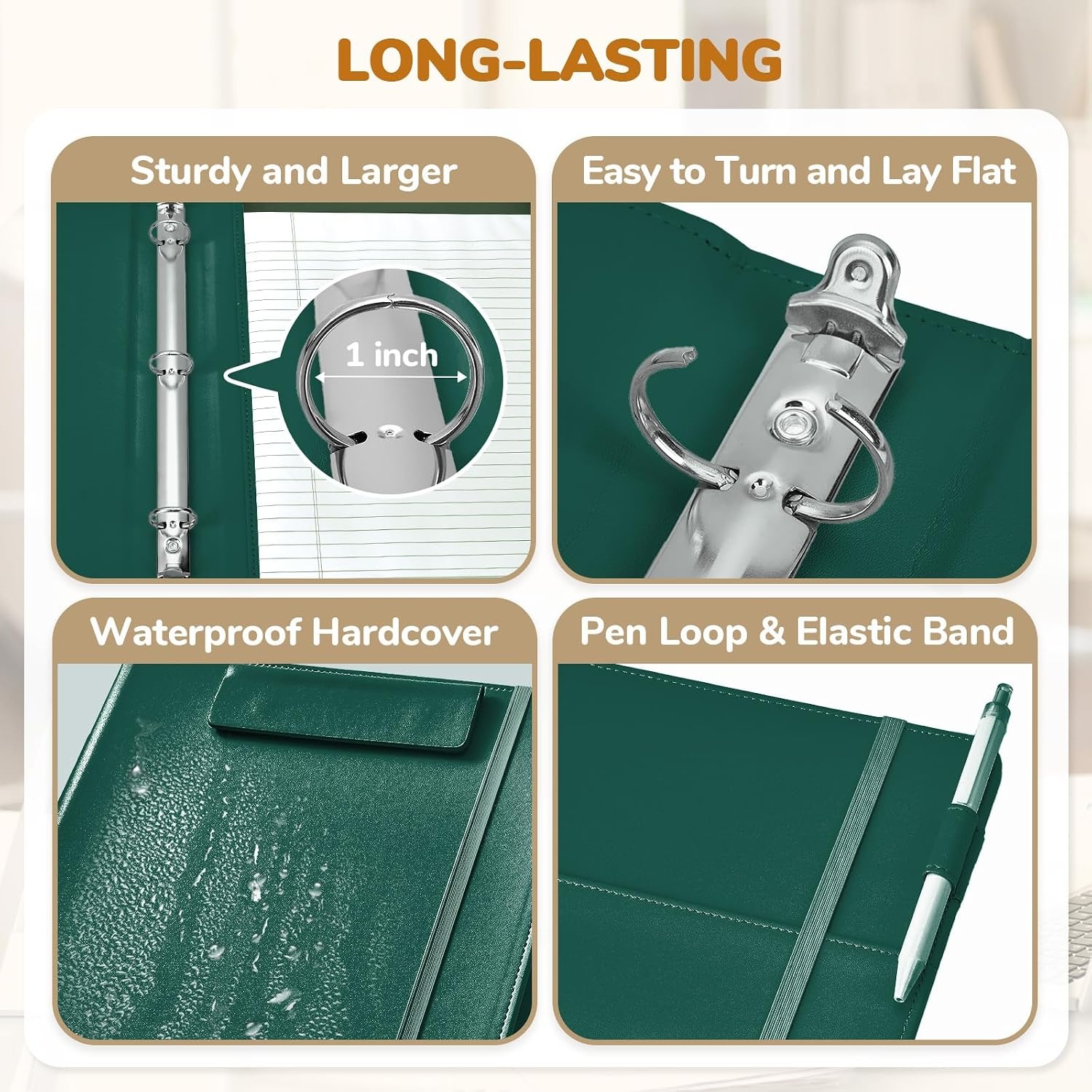 JoyCat 3 Ring Binder Dark Green+ Dark Blue Clipboard with Storage,12.4″x10.2″Magnetic Clipboard Folder with 5 Expandable Folders