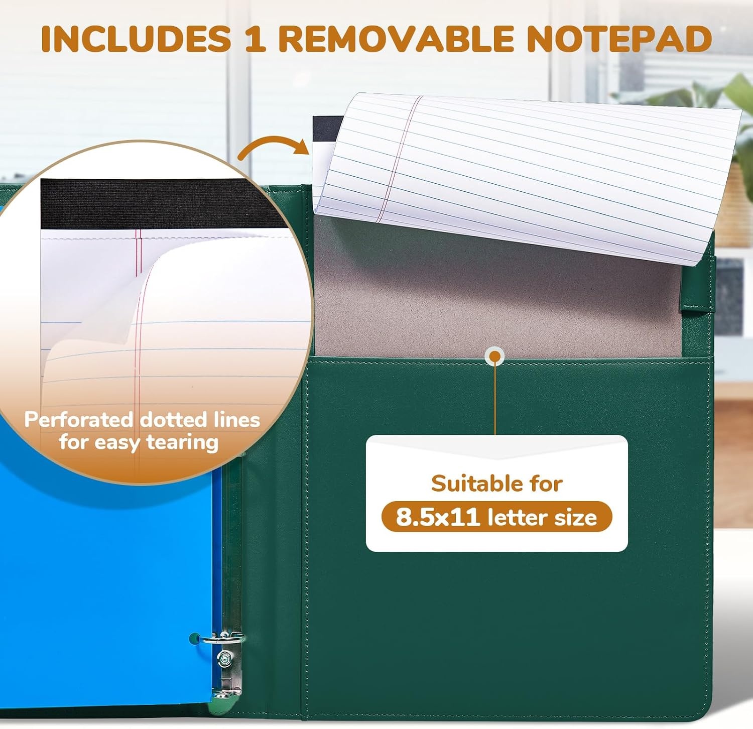 JoyCat 3 Ring Binder Dark Green+ Dark Blue Clipboard with Storage,12.4″x10.2″Magnetic Clipboard Folder with 5 Expandable Folders