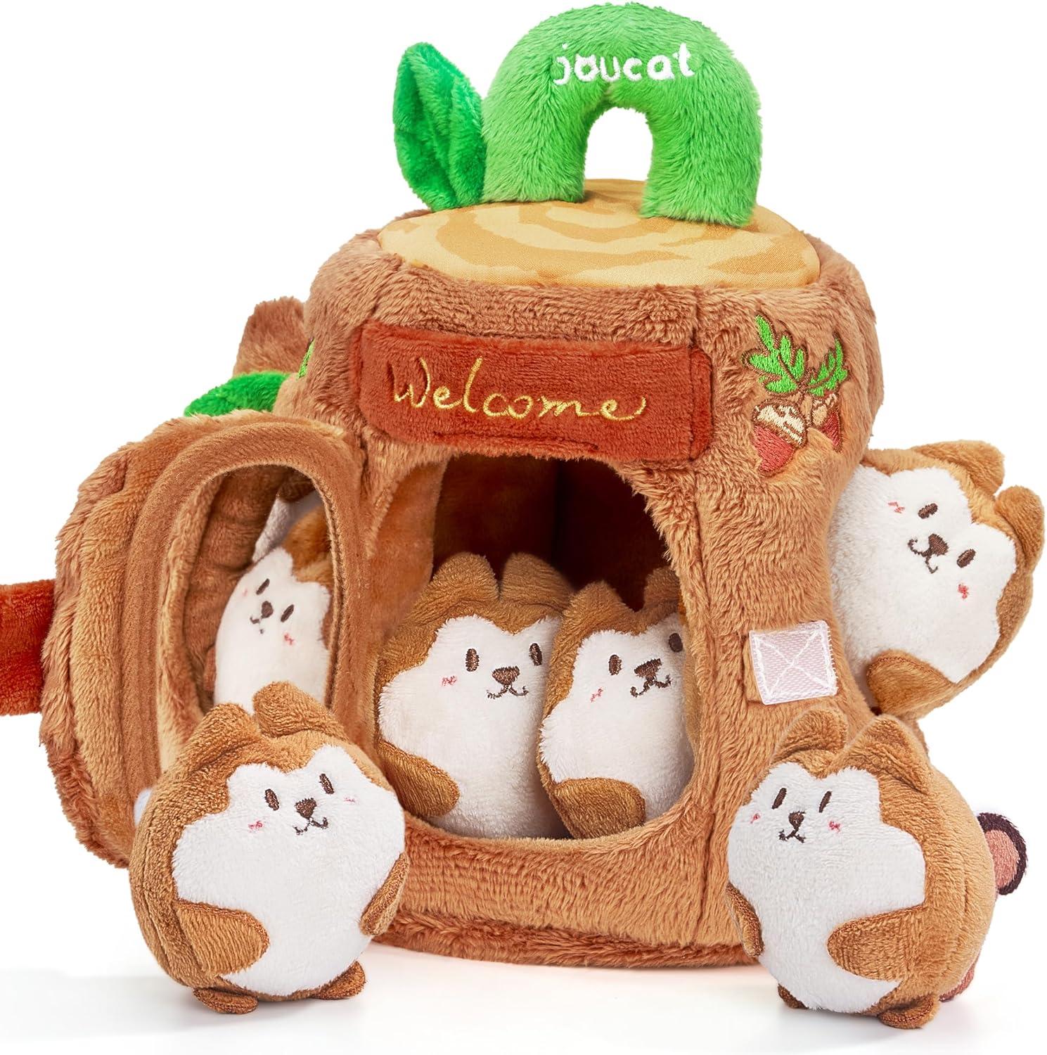 JoyCat Baby Toys 6-12 Months Baby My First Easter Basket, 6 PCS Plush Playset Stuffers with Bunny Chick Eggs Carrot Tulip Toys, Easter Party Favors Decorations Gifts Supplies for Baby Girls Boy