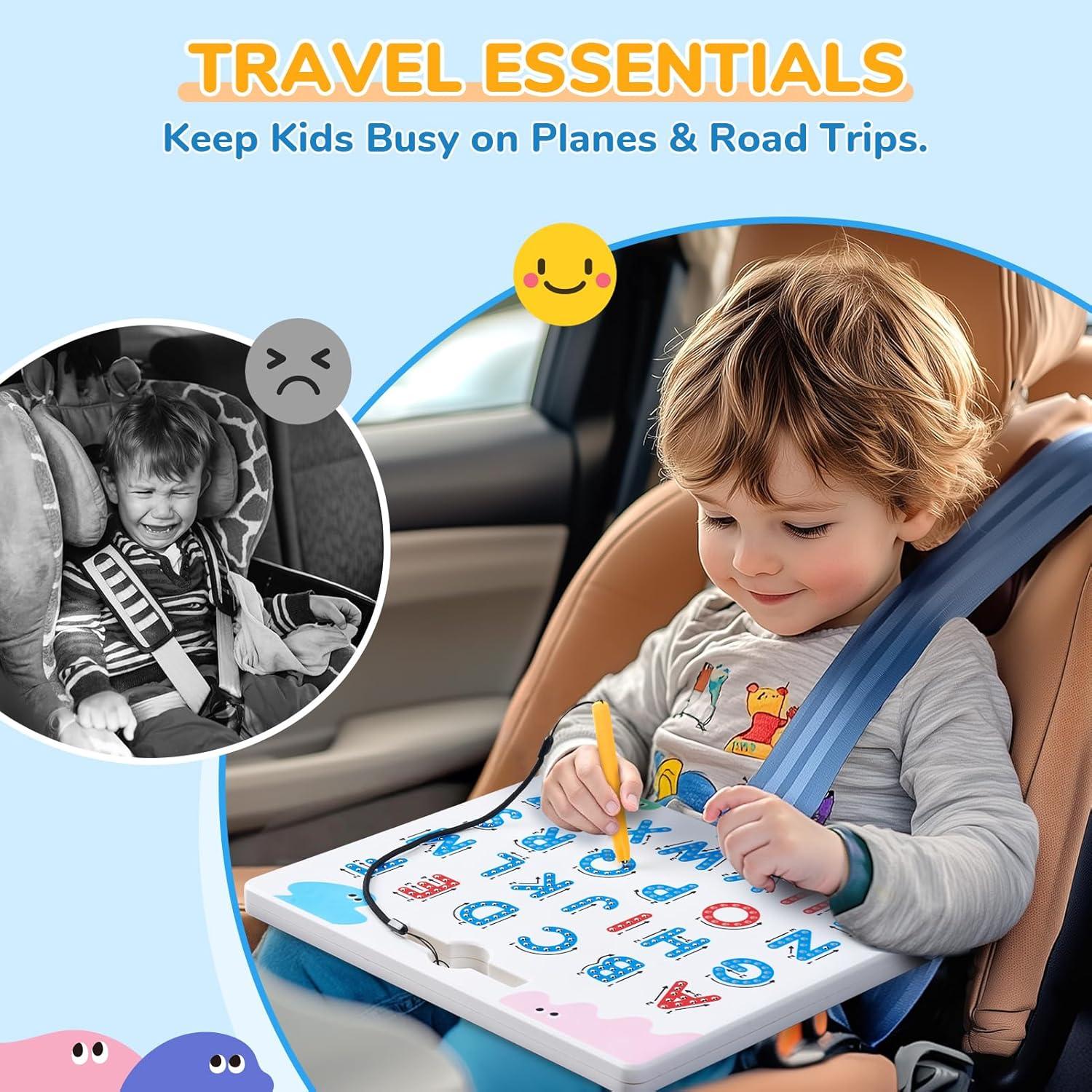 JoyCat Magnetic Letter Tracing Board, 2-in-1 Double-Sided ABC Magnets for Kids Ages 3-5 + Double-Sided Magnetic Number Tracing Board – 2-in-1 Numbers 1-20 Writing Toys for Toddlers & Kids