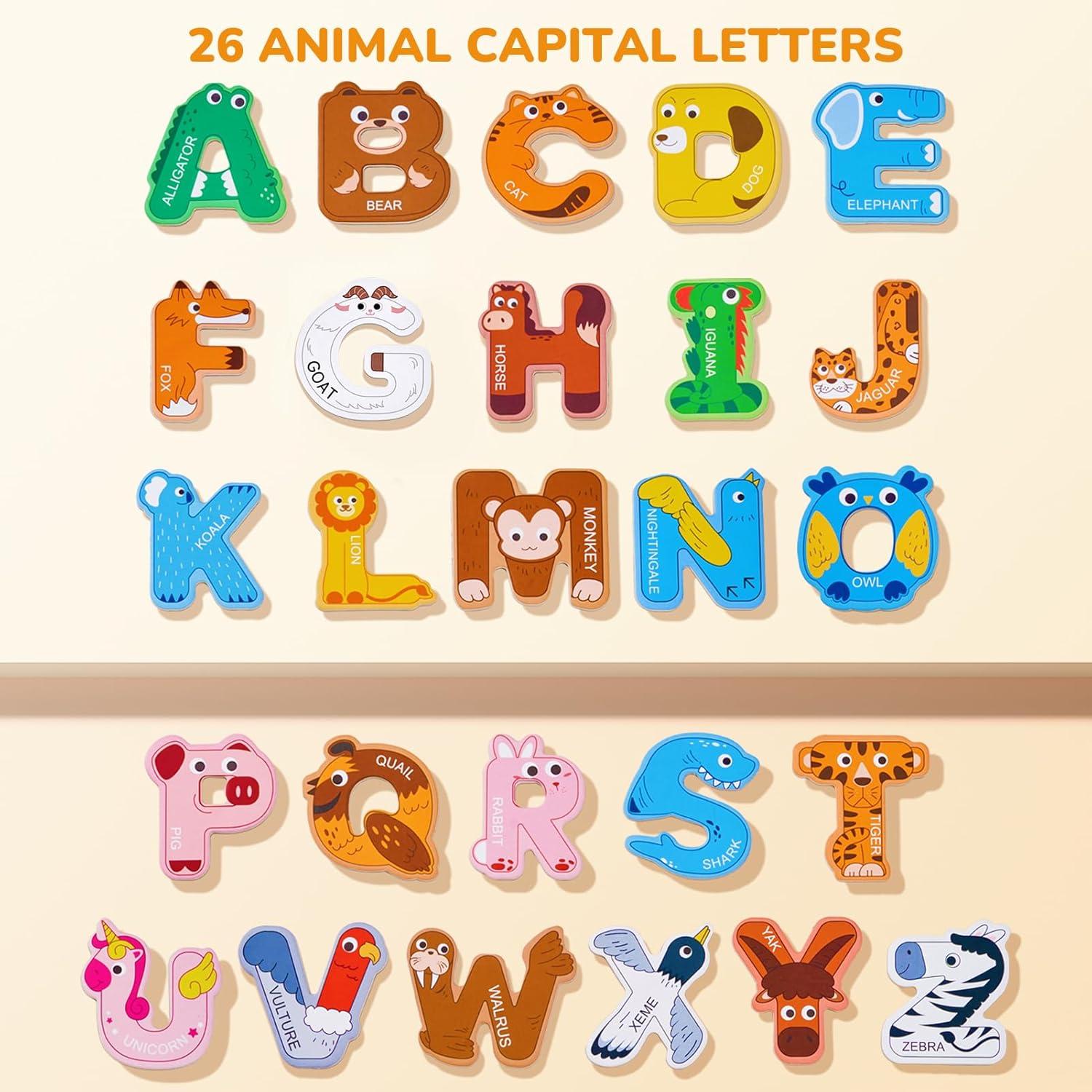 JoyCat Magnetic Letters, Alphabet ABC Fridge Magnets for Toddlers & Kids + JoyCat Search and Find Activity Mats, Reusable Sticker Books for Toddlers with 120+ Jelly Stickers