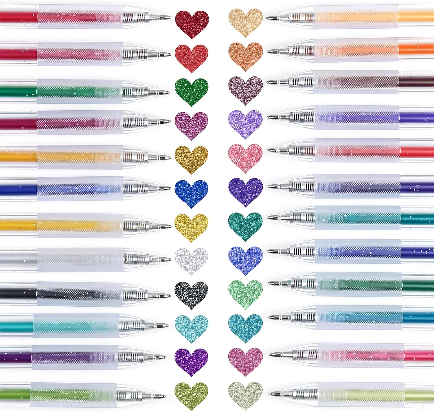 JoyCat Retractable Glitter Gel Pens, 0.8mm Fine Point Sparkle Click Pen with DIY Color Swatch Label, Cap-Free Gel Markers for Coloring, Journaling, Drawing, 48 Colors Ultimate Set with Storage Barrel(24)