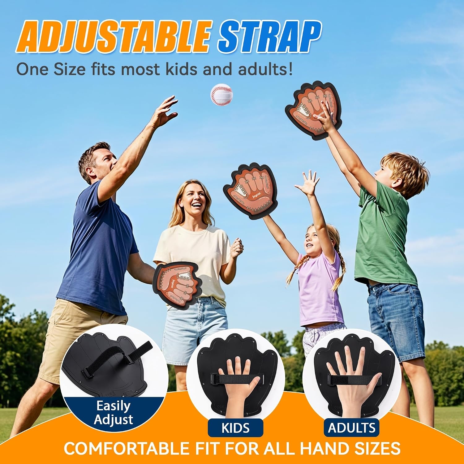 JoyCat Toss and Catch Ball Game for Kids, 4 Paddle Sticky Ball Set, Toddler Baseball Catch Toy, Outdoor Game for Beach, Yard&Camping, Family Sports for Boys Girls Ages 3-12(4 PCS SET)