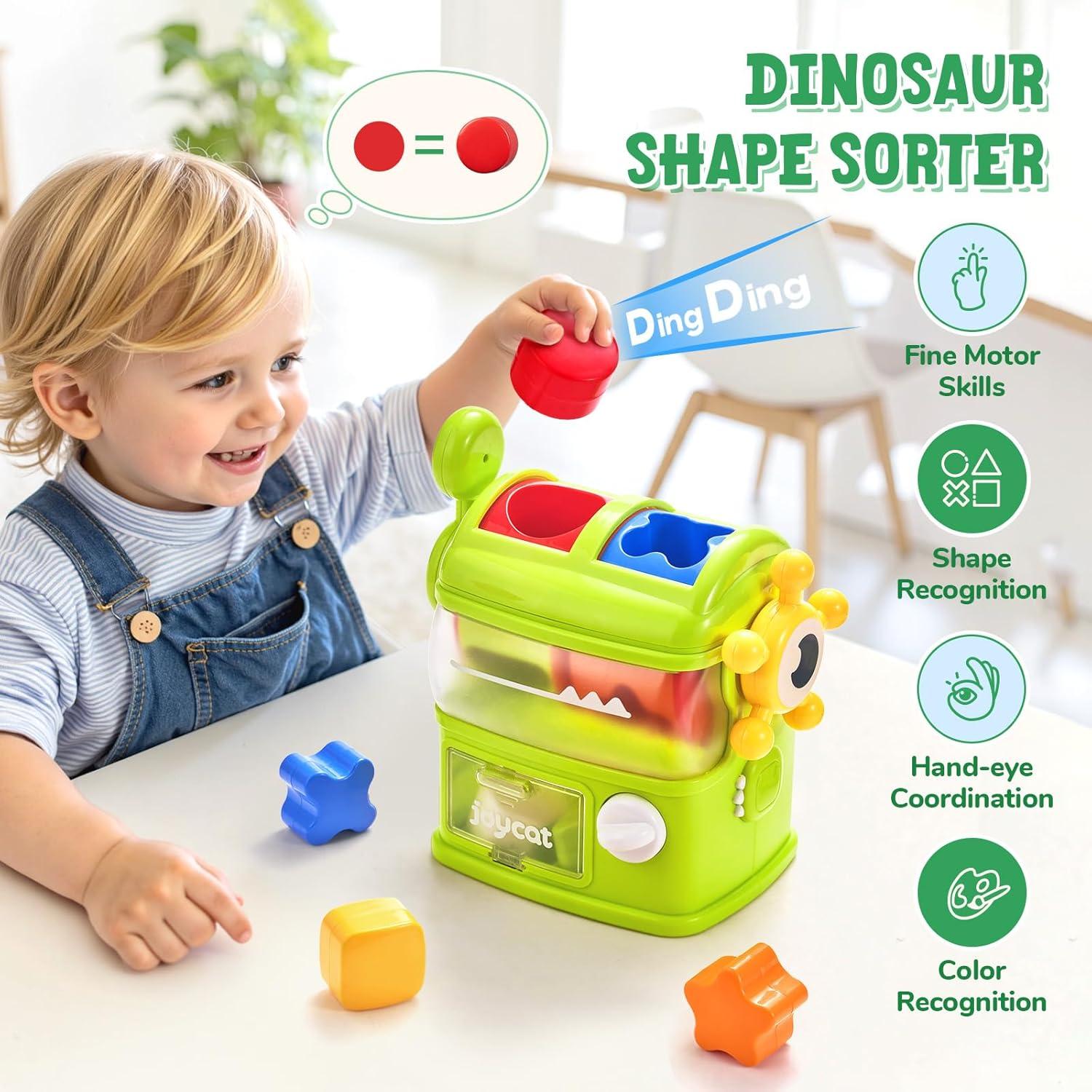 JoyCat Wooden Puzzles with Shape Sorter Toy for Toddler 1-3, Montessori Toys Shape Sorting Games Toddler Lerning Toy, Gifts for 1 2 3 Year Old Boys Girls