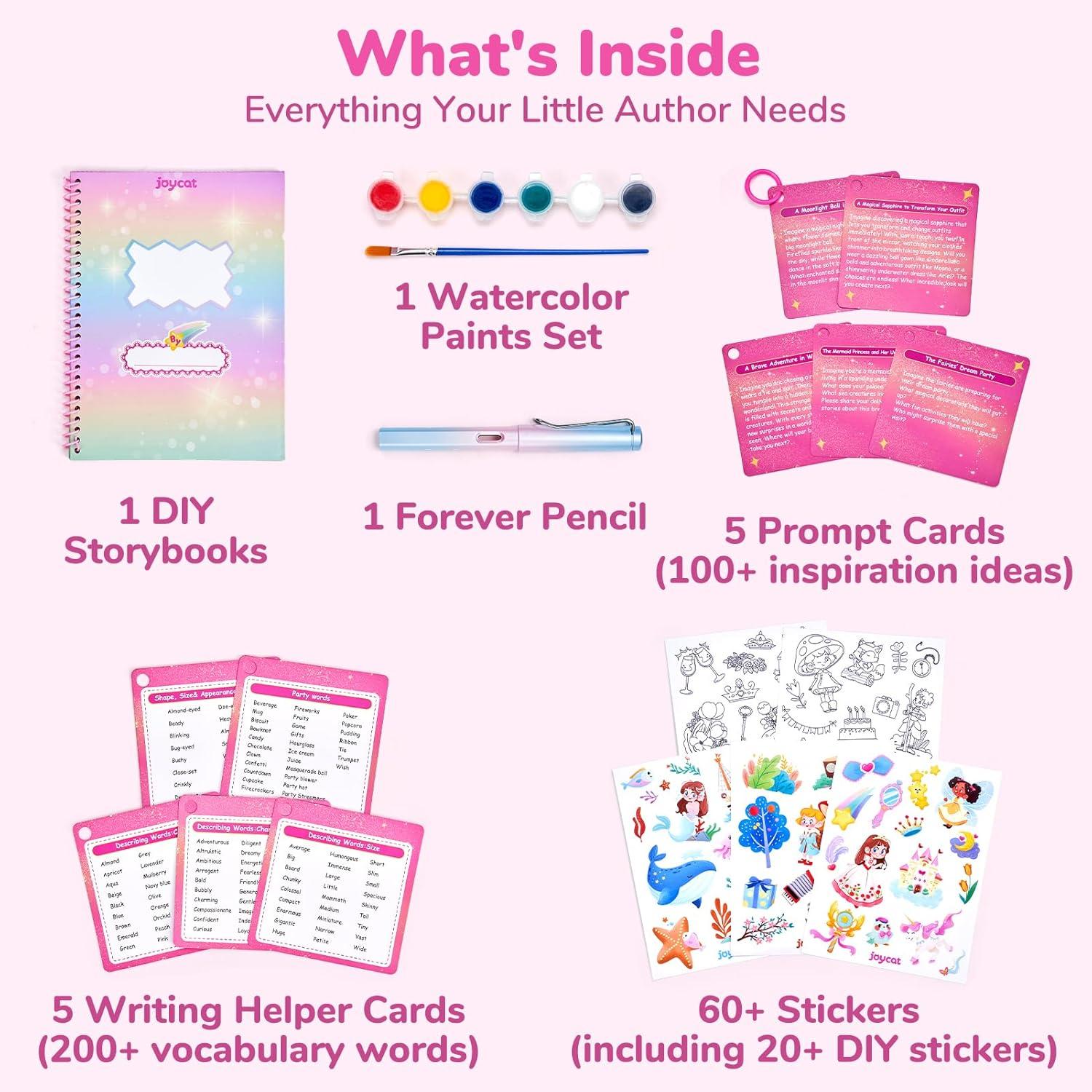 Adventure Storybook Art Starter Kit, Creative Writing for Kids, Write Your Own Book, Art Kit for Kid 6-9, DIY Craft, Scrapbooking & Journal Supplies, Hardcover Comic Book Making Kit, Christmas Gift(Fantasy Starter Kit)