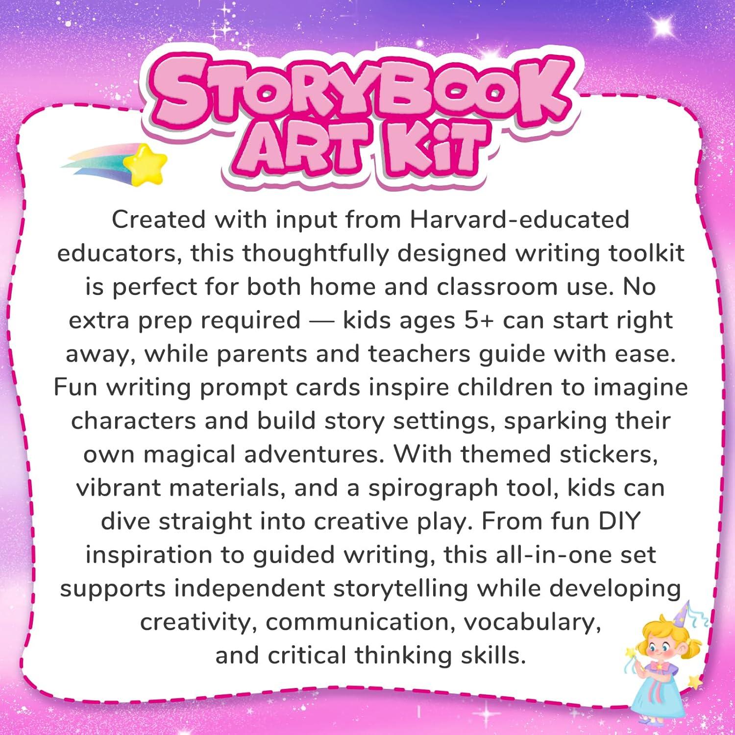Adventure Storybook Art Starter Kit, Creative Writing for Kids, Write Your Own Book, Art Kit for Kid 6-9, DIY Craft, Scrapbooking & Journal Supplies, Hardcover Comic Book Making Kit, Christmas Gift(Fantasy Starter Kit)