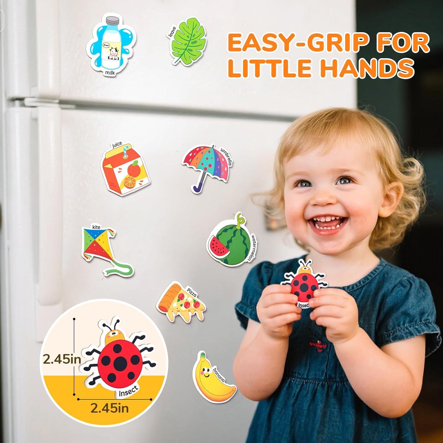 JoyCat Magnetic Letter and Number Tracing Board Set, Double Sided Alphabet & Numbers Board for Toddlers + 26 Cute A-Z Objects, Large Magnetic Refrigerator Toys
