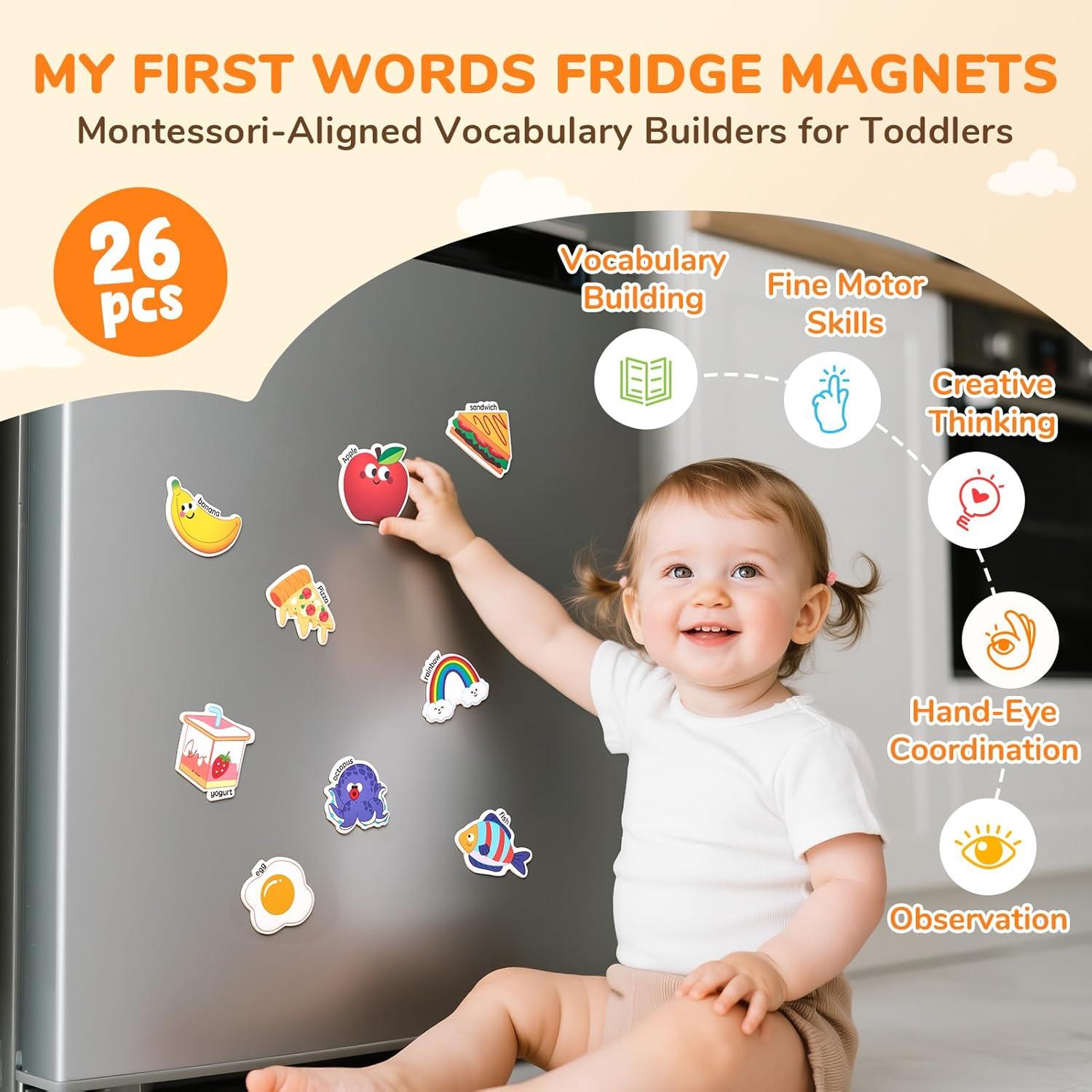 JoyCat Magnetic Letter and Number Tracing Board Set, Double Sided Alphabet & Numbers Board for Toddlers + 26 Cute A-Z Objects, Large Magnetic Refrigerator Toys