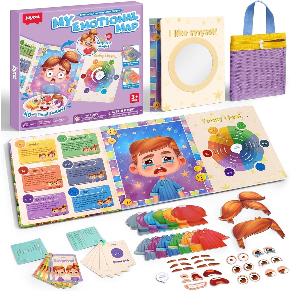 JoyCat Social Emotional Learning Games for Kids 3-5, Magnetic Face Toy for Emotional Skills Activities with Emotion Cards, Montessori Preschool Toy, Calm Down Corner Supplies, Travel Toy for Toddlers