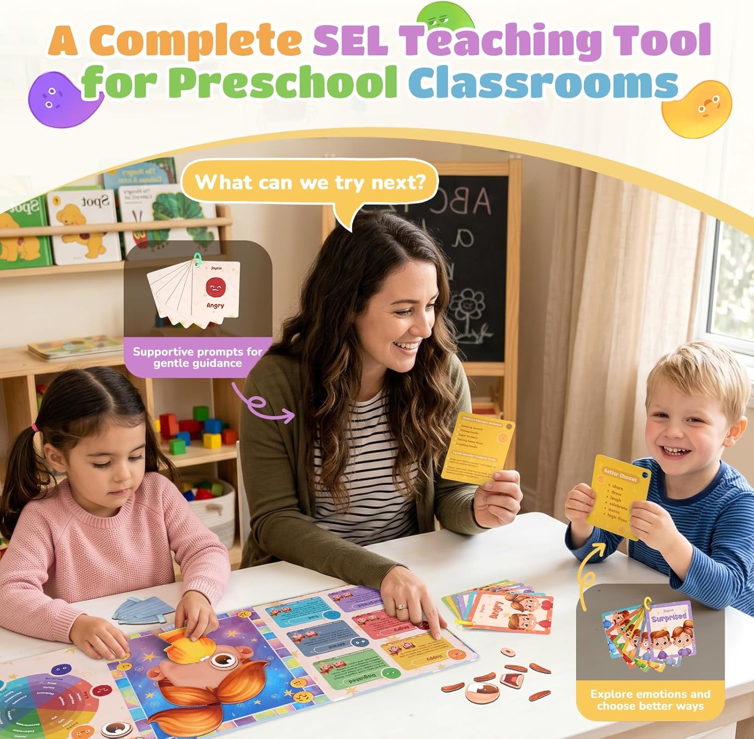 JoyCat Social Emotional Learning Games for Kids 3-5, Magnetic Face Toy for Emotional Skills Activities with Emotion Cards, Montessori Preschool Toy, Calm Down Corner Supplies, Travel Toy for Toddlers