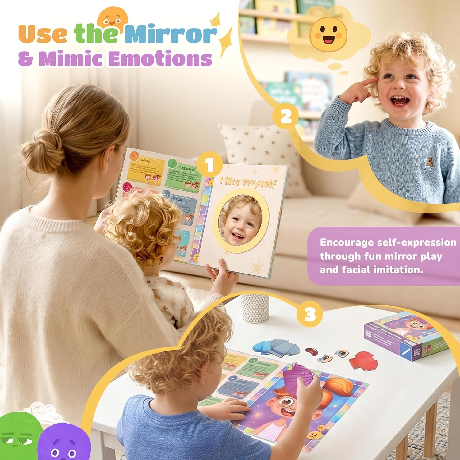 JoyCat Social Emotional Learning Games for Kids 3-5, Magnetic Face Toy for Emotional Skills Activities with Emotion Cards, Montessori Preschool Toy, Calm Down Corner Supplies, Travel Toy for Toddlers