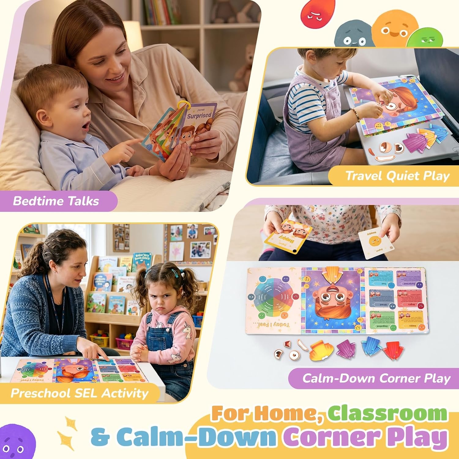JoyCat Social Emotional Learning Games for Kids 3-5, Magnetic Face Toy for Emotional Skills Activities with Emotion Cards, Montessori Preschool Toy, Calm Down Corner Supplies, Travel Toy for Toddlers