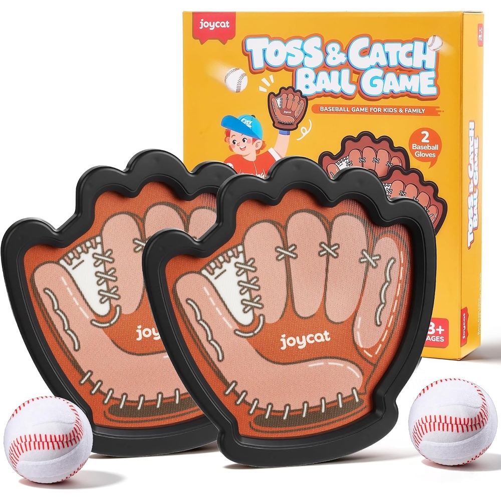 JoyCat Toss and Catch Ball Game for Kids, 4 Paddle Sticky Ball Set, Toddler Baseball Catch Toy, Outdoor Game for Beach, Yard&Camping, Family Sports for Boys Girls Ages 3-12(2 PCS SET)