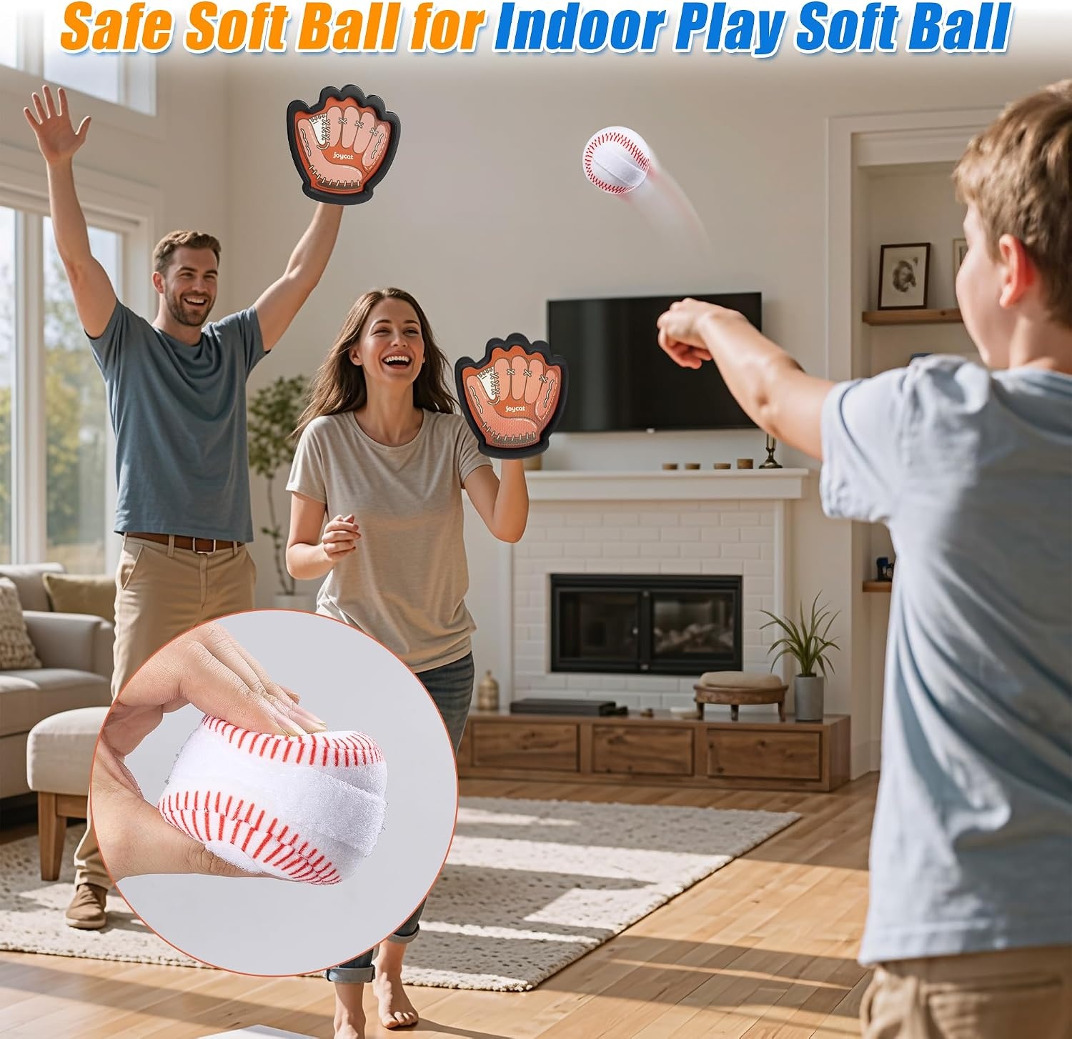 JoyCat Toss and Catch Ball Game for Kids, 4 Paddle Sticky Ball Set, Toddler Baseball Catch Toy, Outdoor Game for Beach, Yard&Camping, Family Sports for Boys Girls Ages 3-12(2 PCS SET)