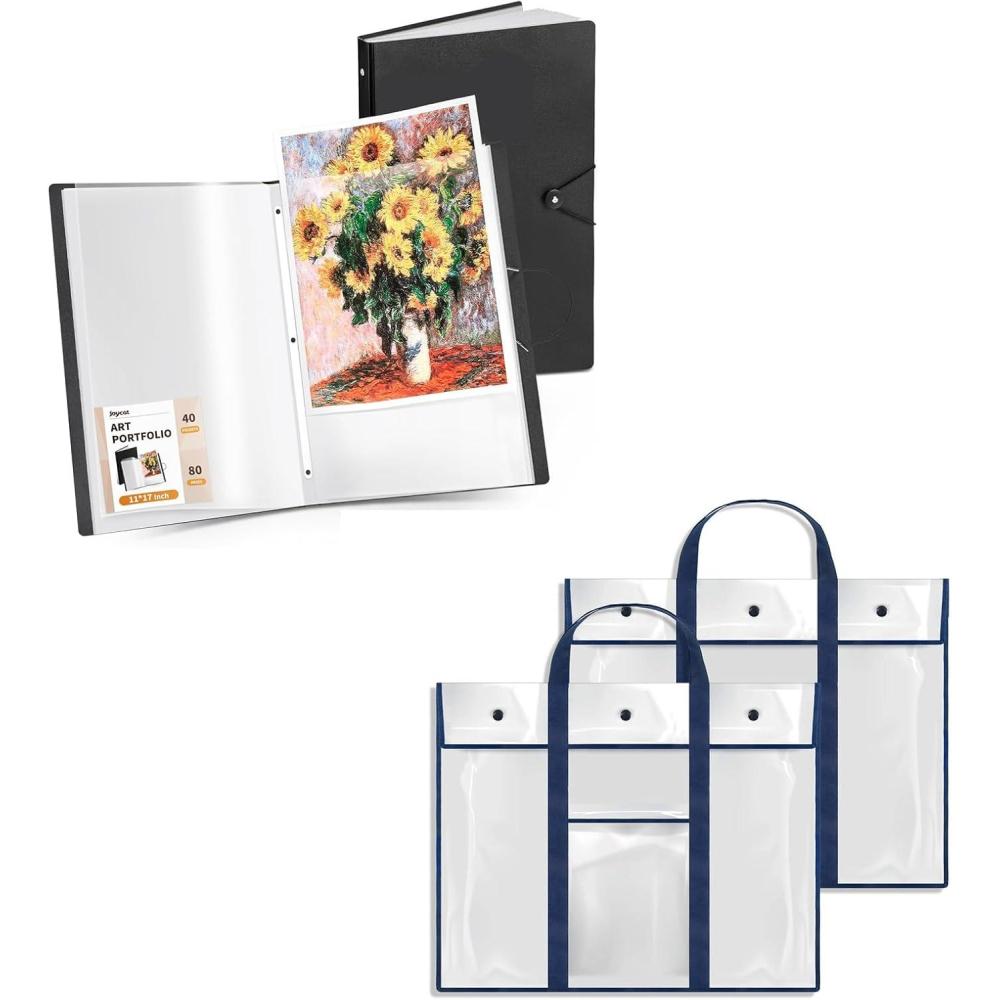 JoyCat Art Portfolio Binder 11×17 inches & Large Poster Storage Bag Bulletin Board Holder