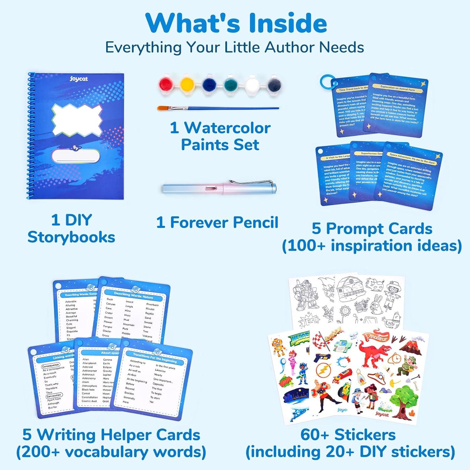Adventure Storybook Art Starter Kit, Creative Writing for Kids, Write Your Own Book, Art Kit for Kid 6-9, DIY Craft, Scrapbooking & Journal Supplies, Hardcover Comic Book Making Kit, Christmas Gift(Adventure Starter Kit)