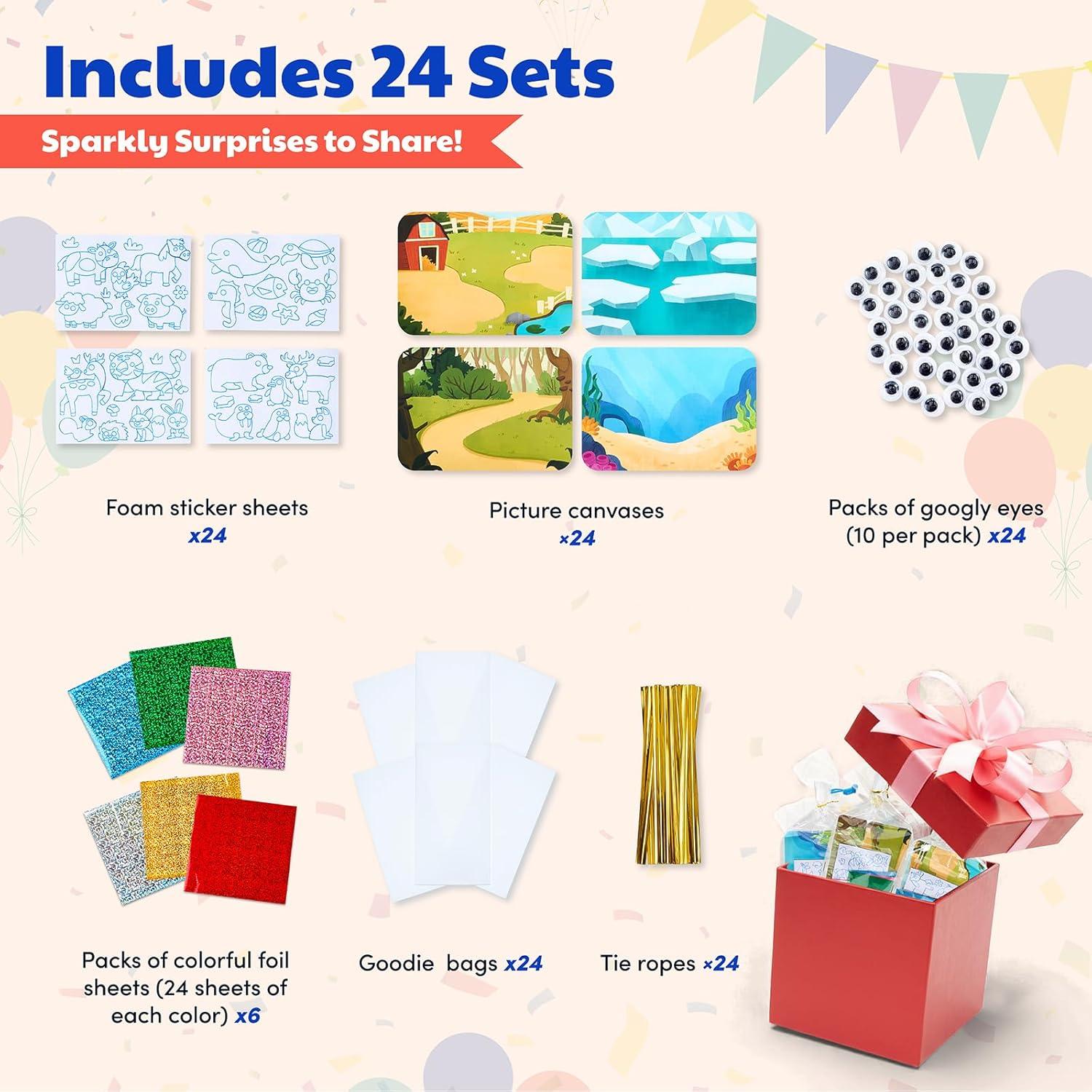 JoyCat 30 Pack Tic Tac Toe Strategic Board Game+24 Pack Animal Foil Craft Party Favors,Goodie Bag Stuffers,Christmas Birthday Gift for Kids Students