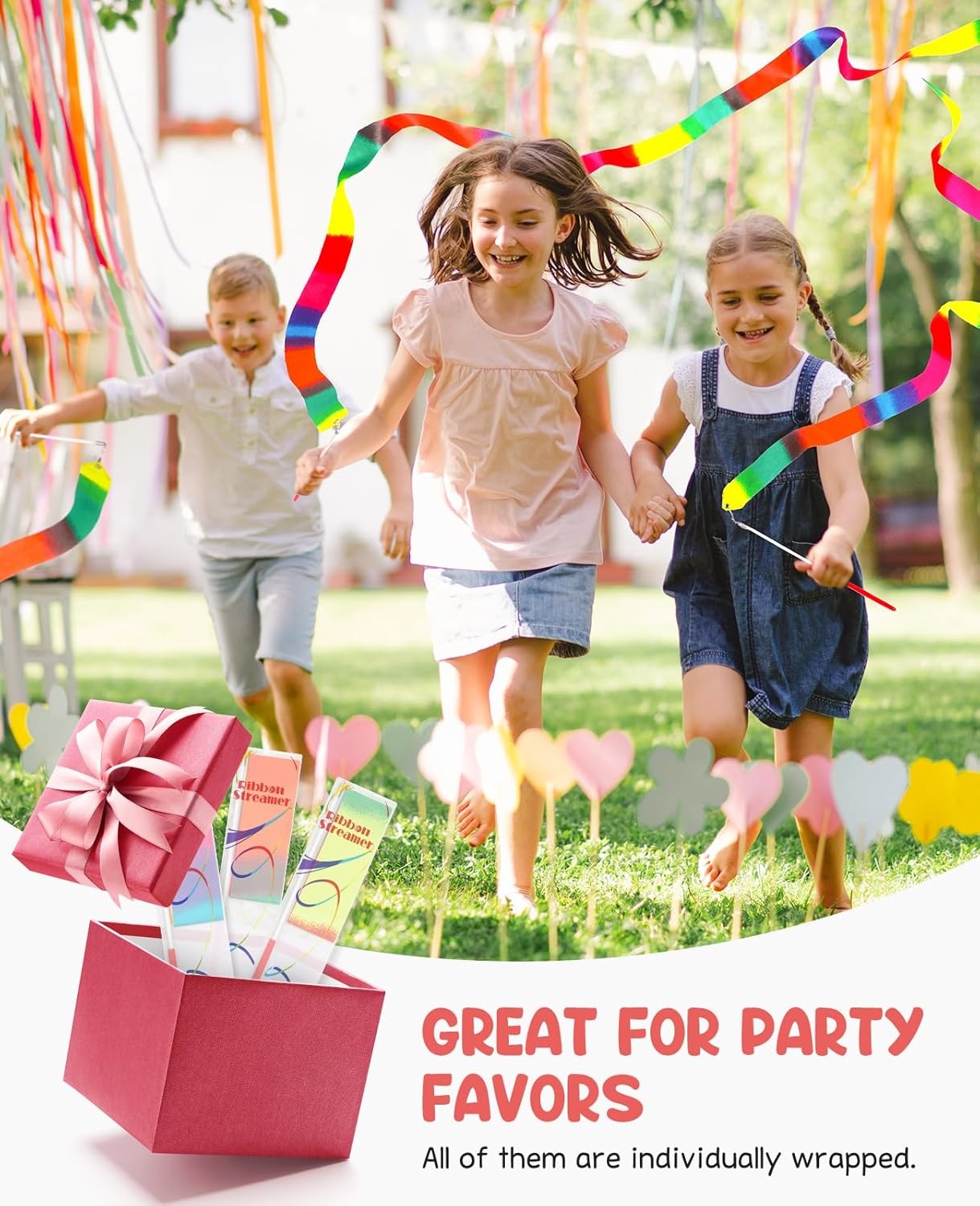 JoyCat 24 Pack Dot Art Craft Kits for Kids Party Favors +24 Pack Dance Ribbon Streamers ,Dot Sticker Activity Set with 4800+ Stickers, Classroom Prizes, Treasure Box Toys, Goodie Bag Stuffers Ages 3-8