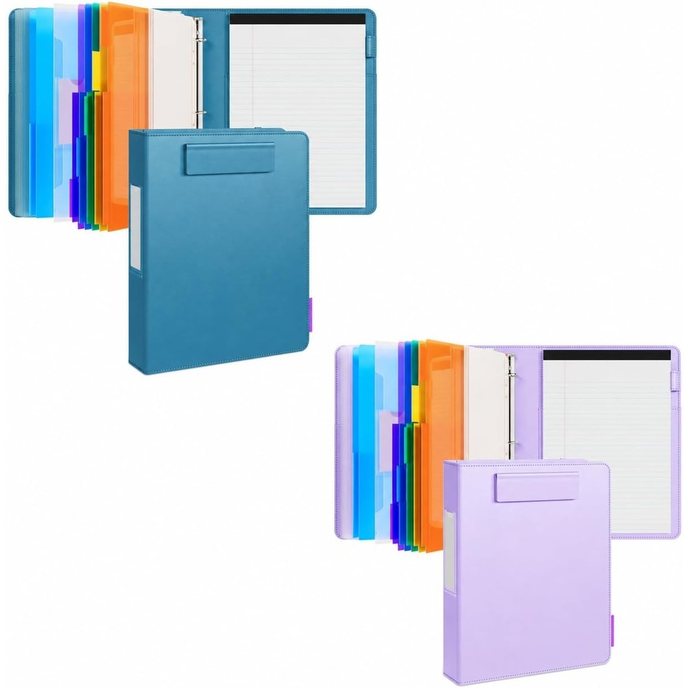 JoyCat 3 Ring Binder Dark Blue + Purple Clipboard with Storage,12.4″x10.2″Magnetic Clipboard Folder with 5 Expandable Folders