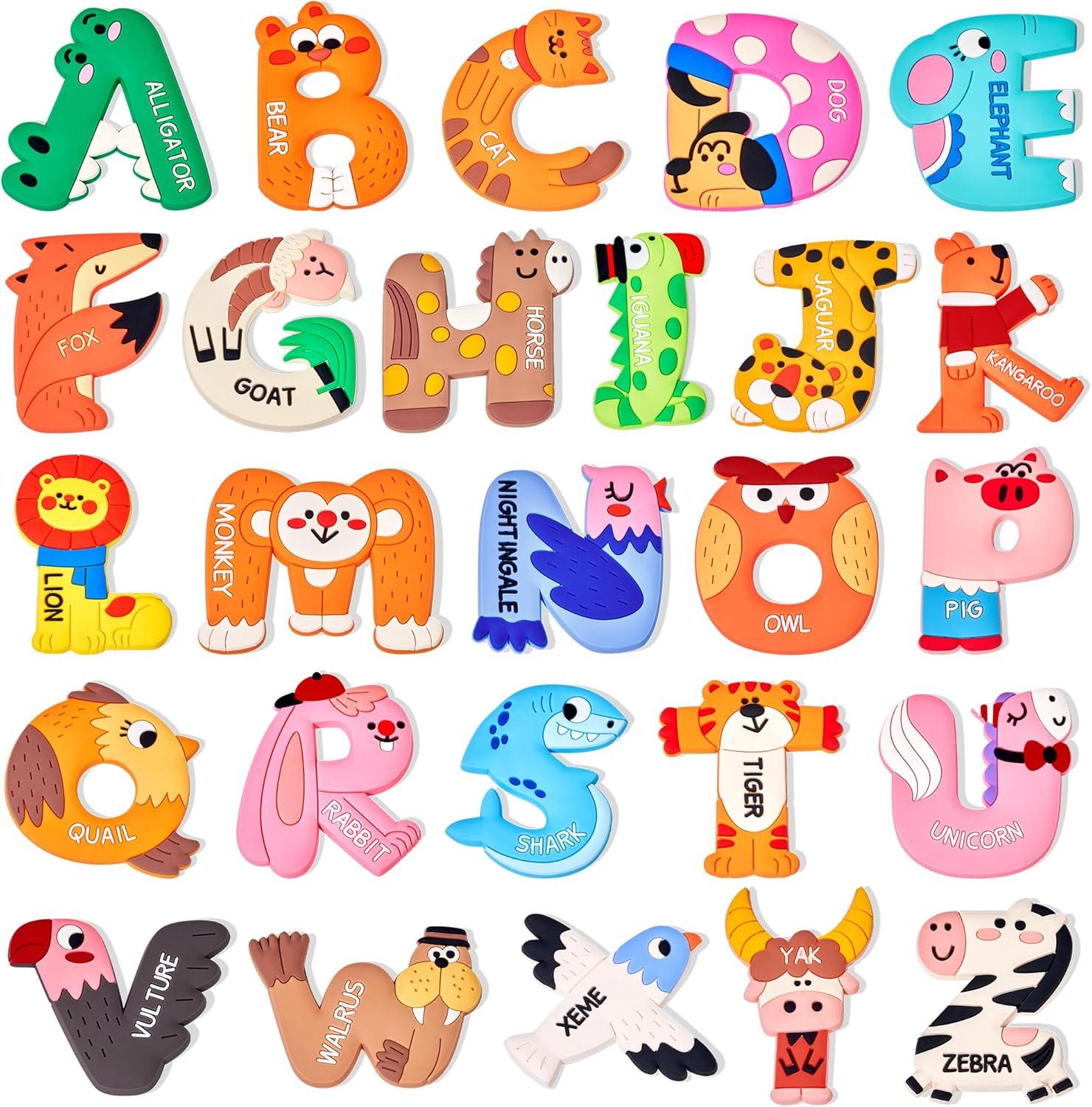 JoyCat Reusable Sticker Book Set (3-Pack): Farm, Pizza-Making, Weather – 90 Pcs Stickers for Toddlers + 26 Large Soft PVC Uppercase Alphabet ABC Refrigerator Magnets