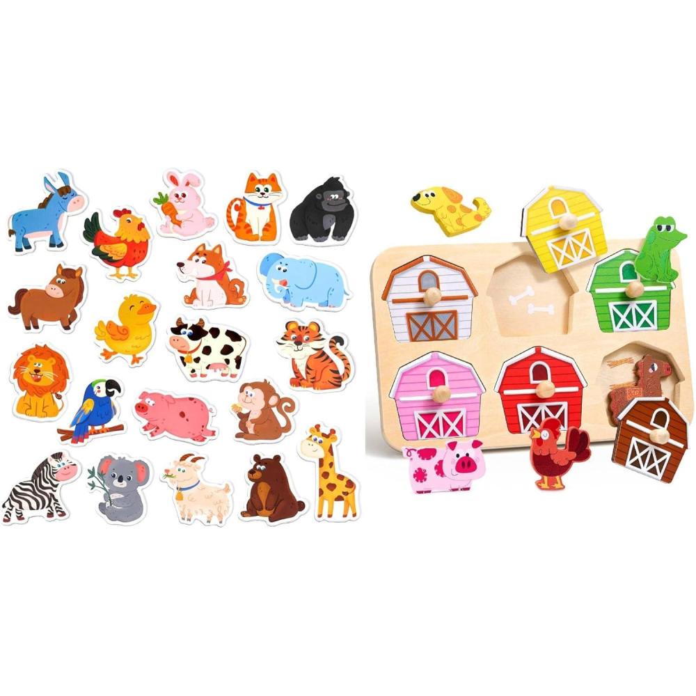 JoyCat Wooden Cute Animals Fridge Magnets & Magnetic Alphabet Letters Kit