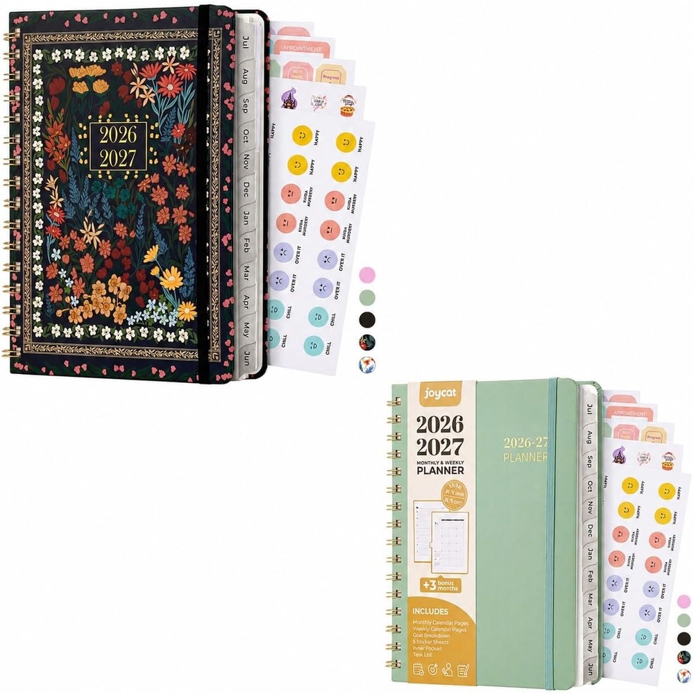 JoyCat Academic Midnight Garden + Green Planner 2026-2027, July 2026 – June 2027, A5 Weekly & Monthly Planner for Teachers & Students