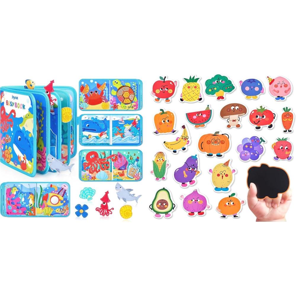 JoyCat Ocean Busy Book for Toddlers Wooden Fridge Magnets for Toddlers