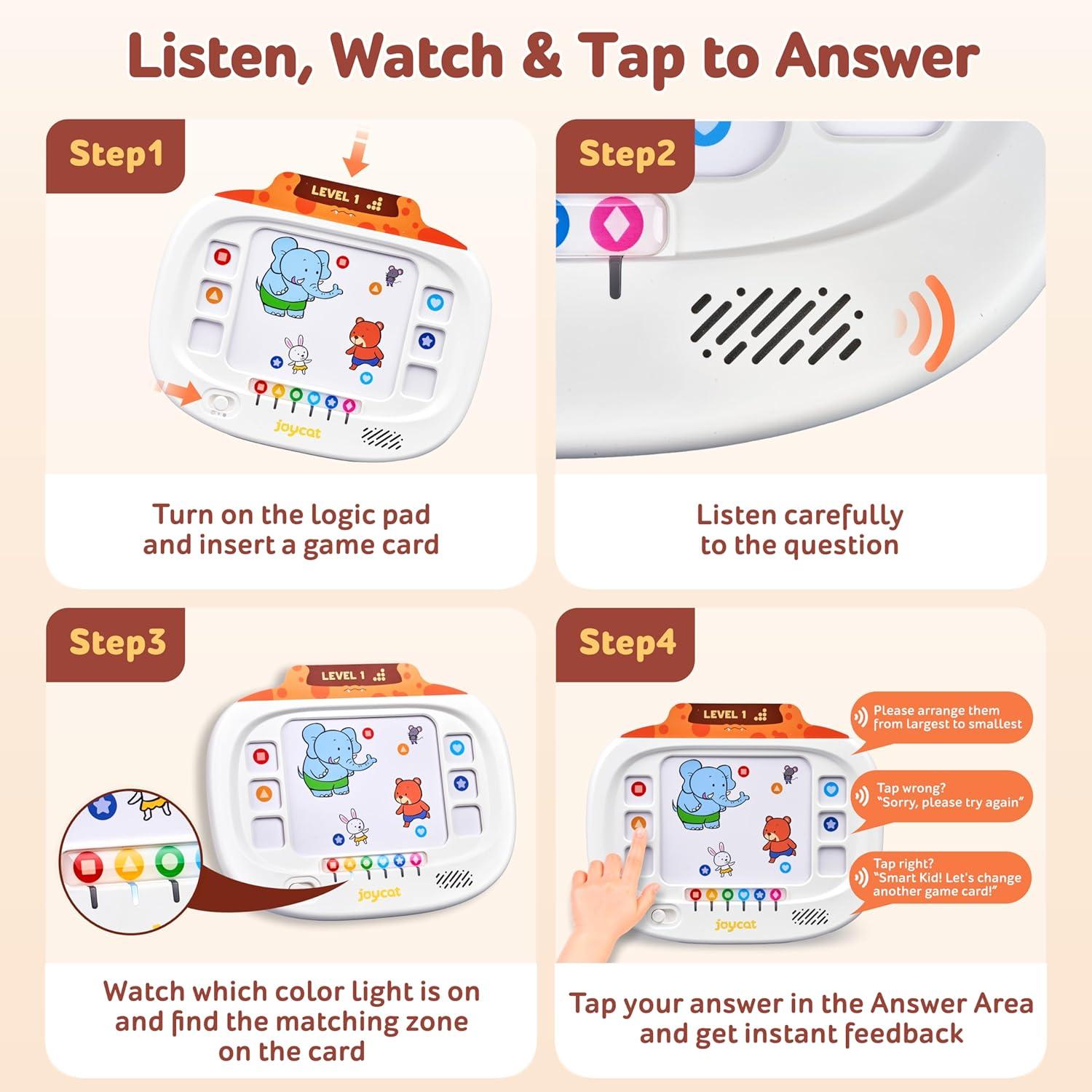 JoyCat Learning Activity Set: Kids Learning Tablet:160 Pages Flash Cards-Judgement, Matching, Ordering + Seek & Find Game Books
