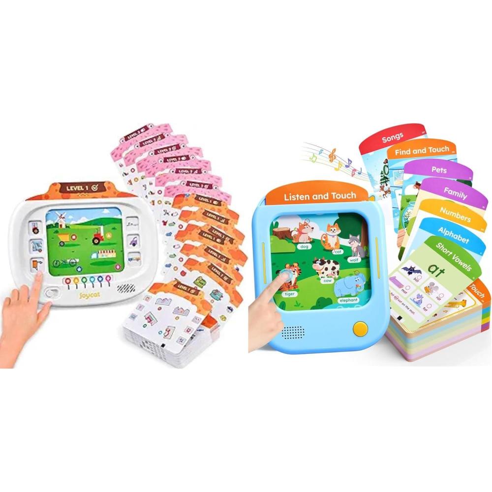 JoyCat Kids Learning Tablet: 156 Pages Tap-to-Read Flash Cards with 20 Listen & Find Games+160 Pages Flash Cards-Judgement, Matching, Ordering- Interactive Logic Training