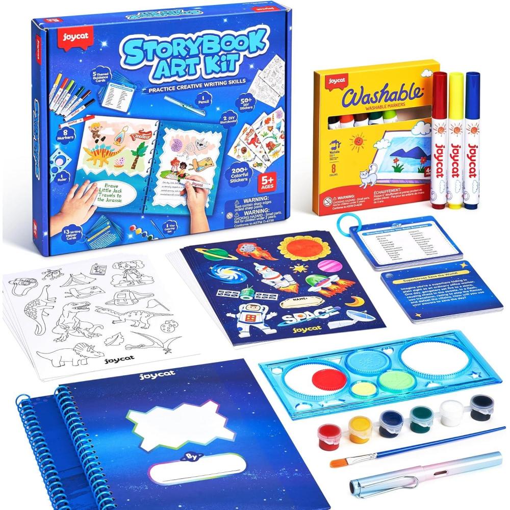 Adventure Storybook Art Starter Kit, Creative Writing for Kids, Write Your Own Book, Art Kit for Kid 6-9, DIY Craft, Scrapbooking & Journal Supplies, Hardcover Comic Book Making Kit, Christmas Gift(Adventure Creative Kit)